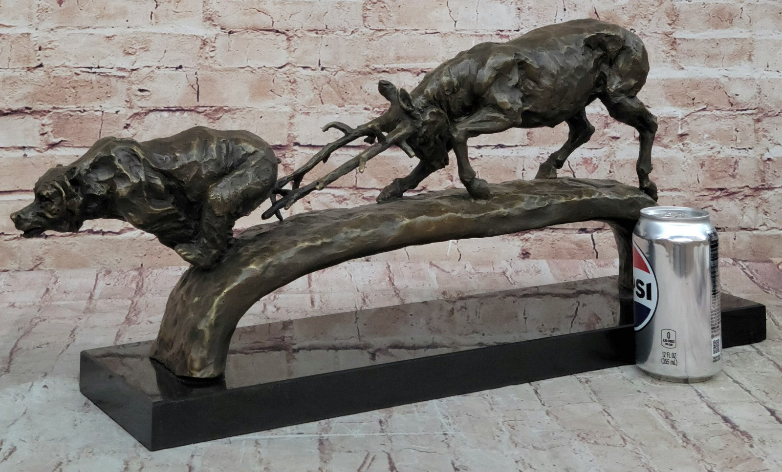 Art Deco Confrontation Between Stag and a Bear Extra Large Bronze Sculpture