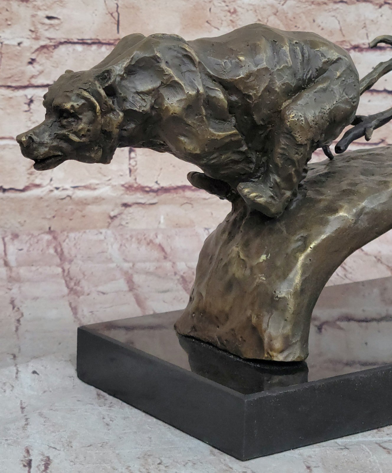 Art Deco Confrontation Between Stag and a Bear Extra Large Bronze Sculpture