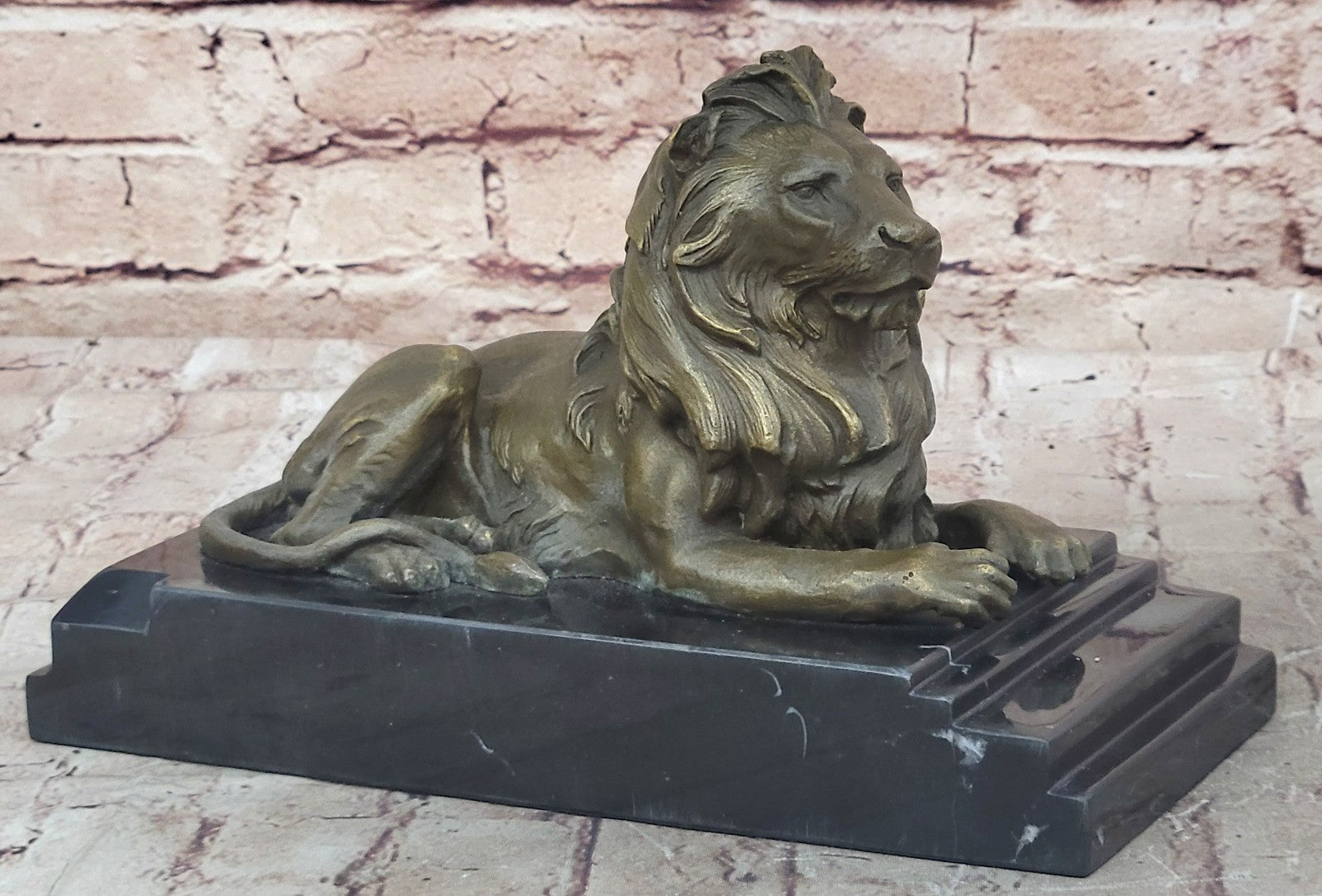 Hot Cast Hand Crafted African Lion Roaring Bronze Sculpture Classic Wildlife NR