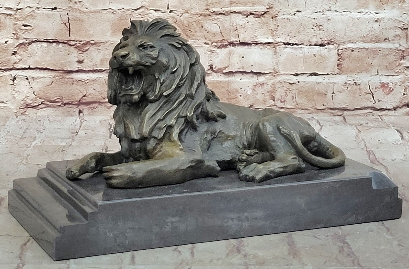 Bronze Sculpture Home Decoration Detailed Lion Figurine Figure Artwork Decor Art