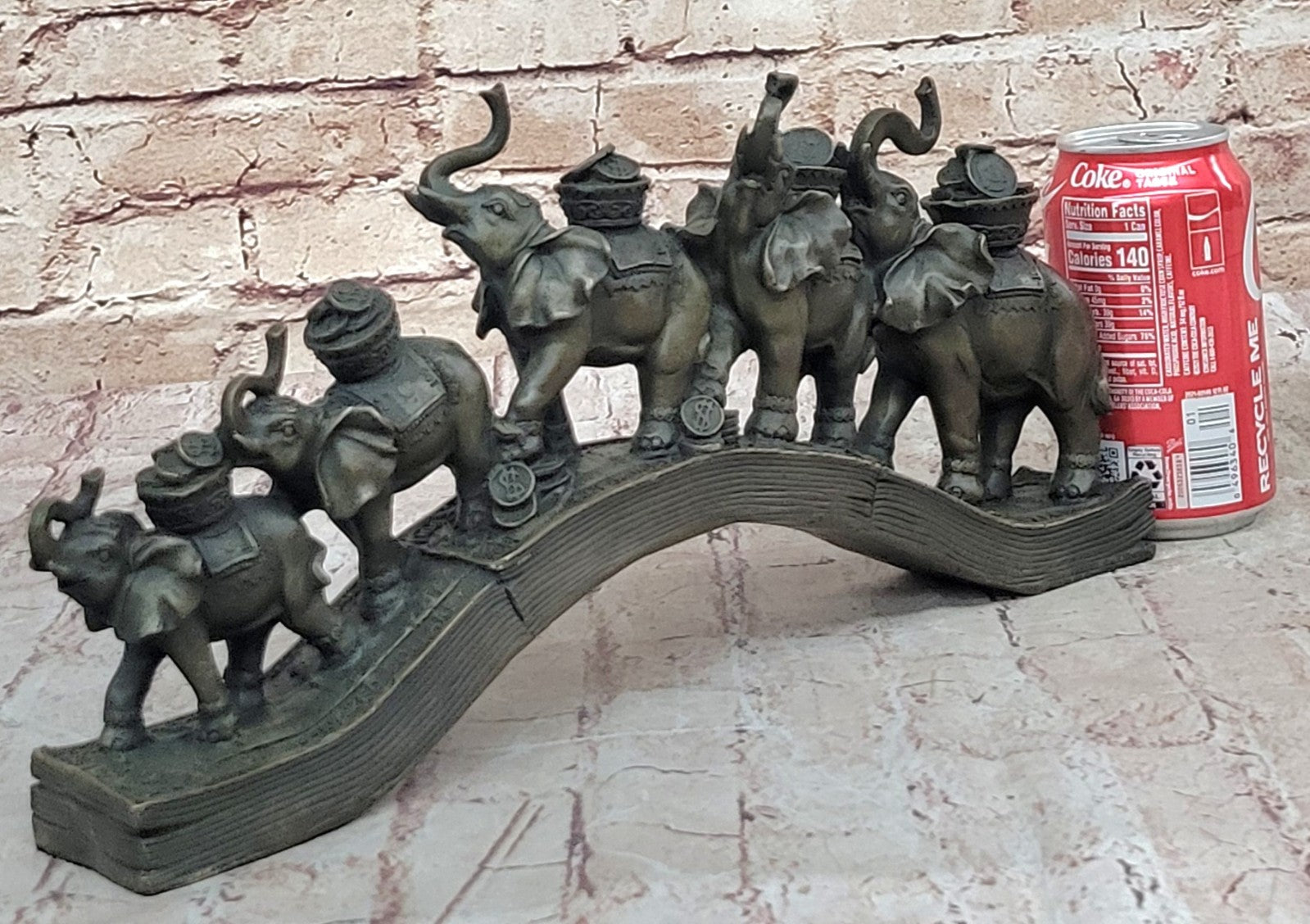 Art Deco Pack of Elephant Sign of Prosperity and Luck Bronze Sculpture Statue