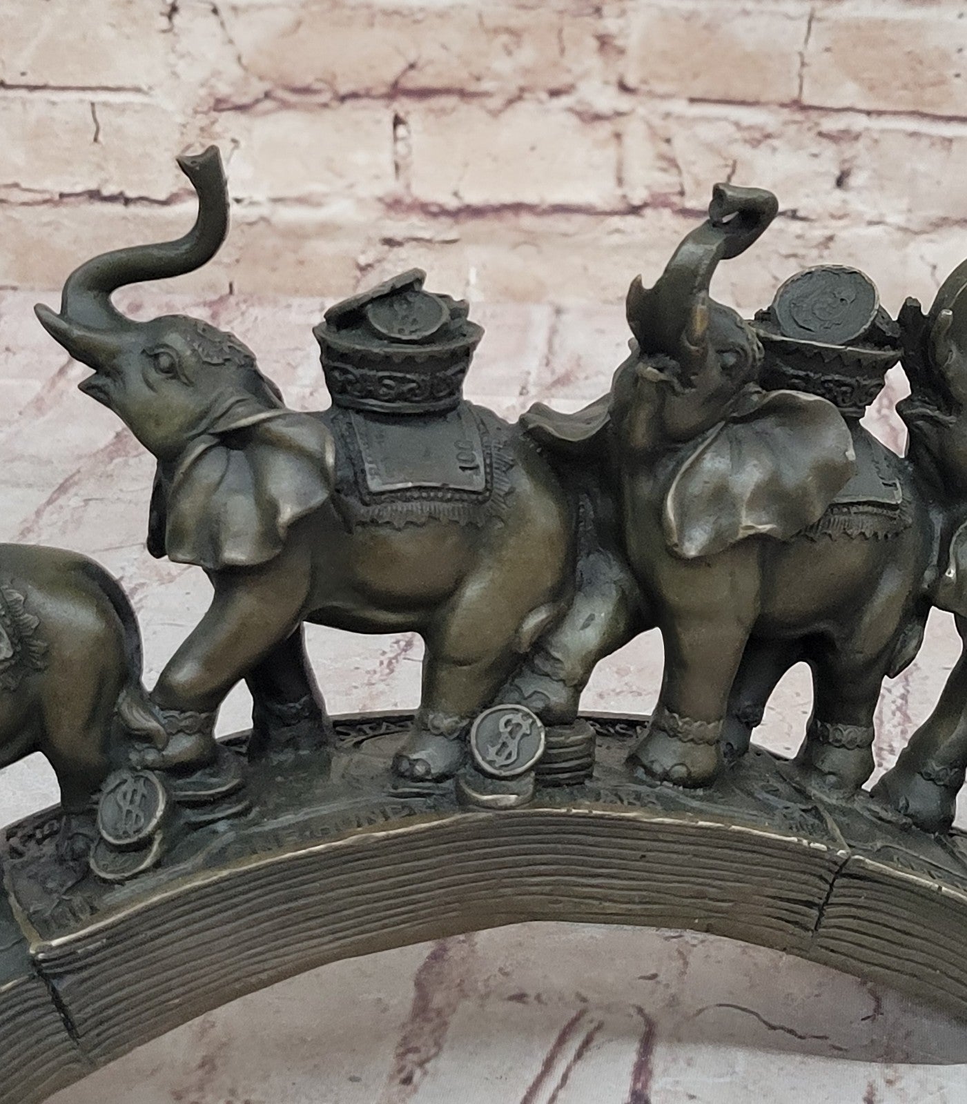 Art Deco Pack of Elephant Sign of Prosperity and Luck Bronze Sculpture Statue