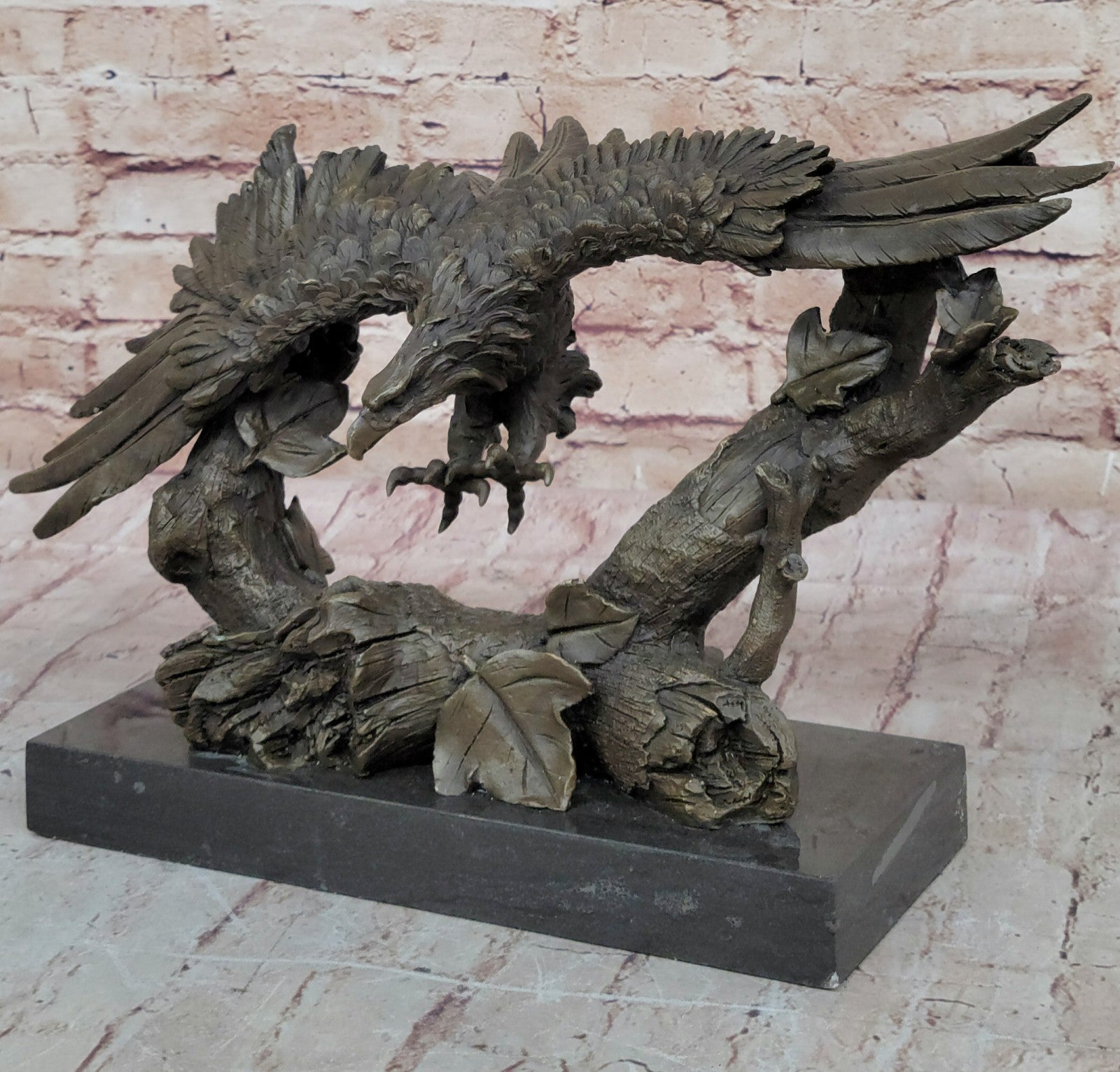 Large Flying Eagle statue Bird Eagle Spread wing Bronze Sculpture, Signed:Milo