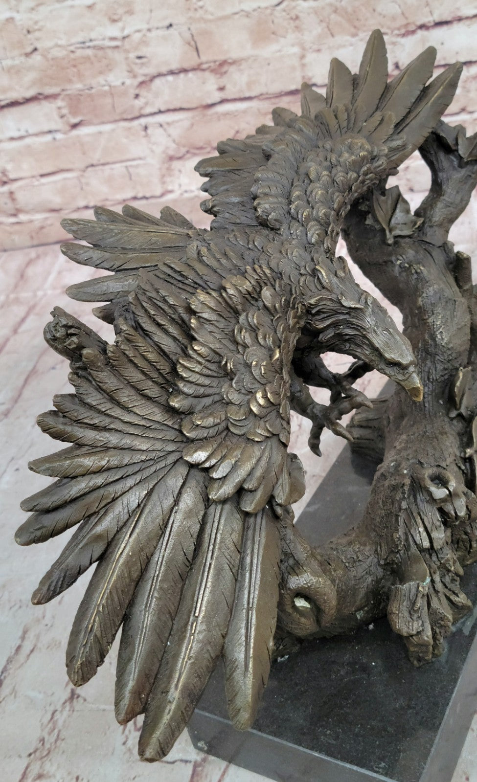 Large Flying Eagle statue Bird Eagle Spread wing Bronze Sculpture, Signed:Milo