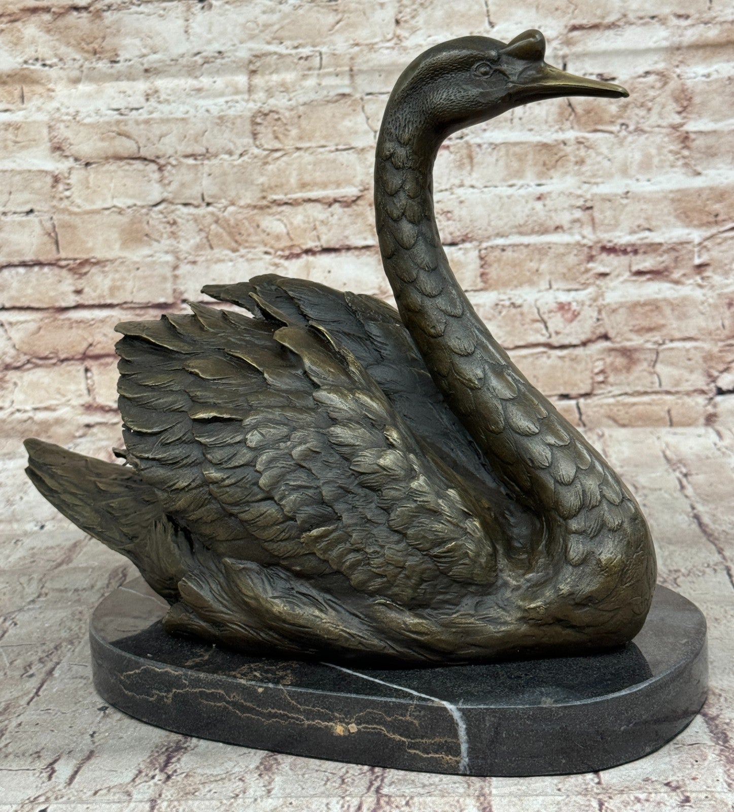 Handcrafted Chinese Love Fengshui Copper Bronze Swan Duck Figures Hot Cast Sale