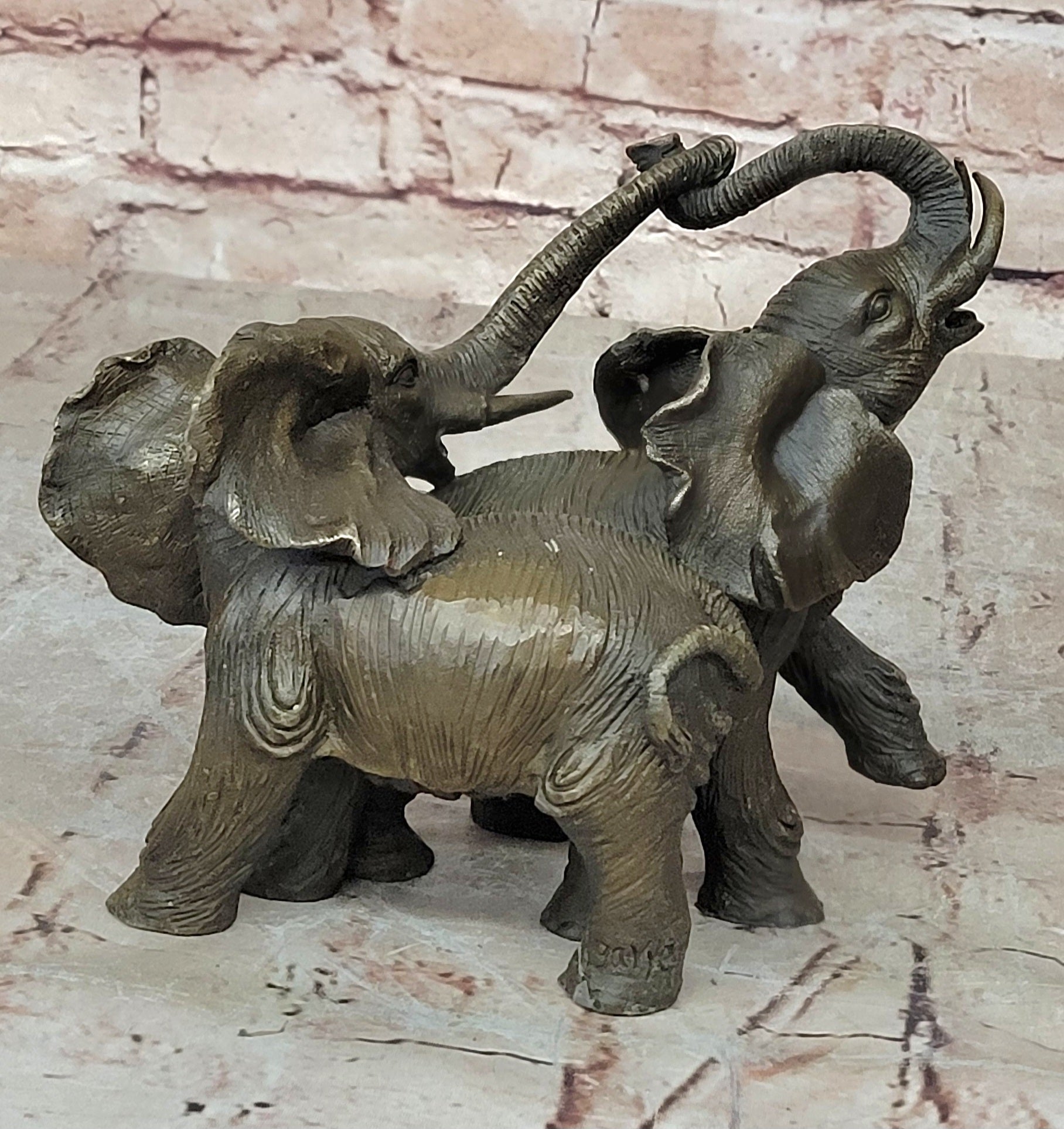 Elephant Family Bronze Sculpture Figurine Art Statue Decor Deco Hot Cast Figur