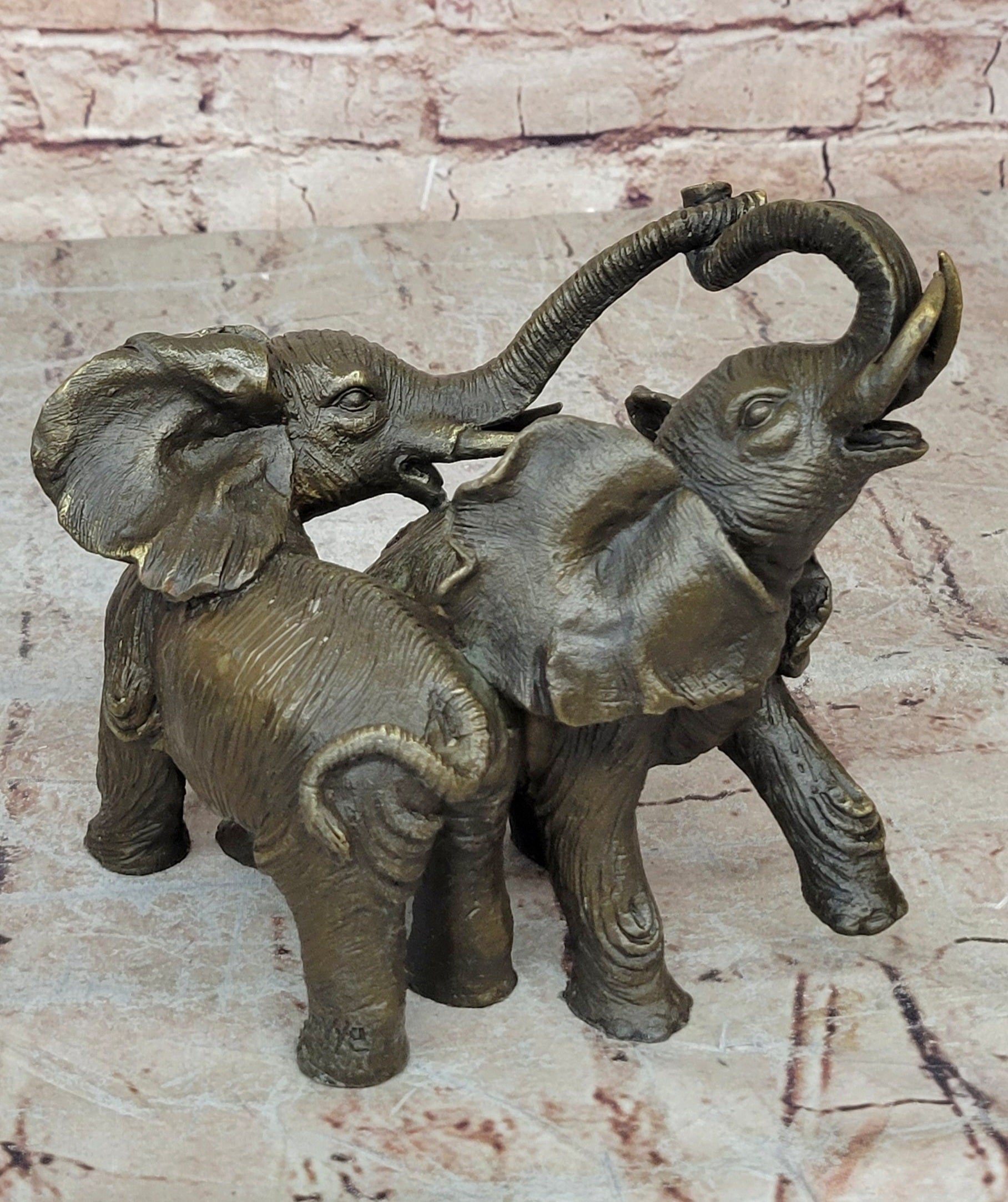 Elephant Family Bronze Sculpture Figurine Art Statue Decor Deco Hot Cast Figur