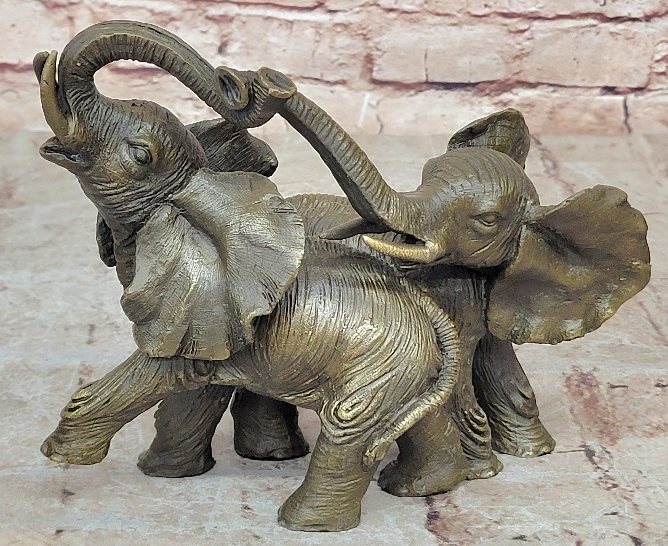 Elephant Family Bronze Sculpture Figurine Art Statue Decor Deco Hot Cast Figur