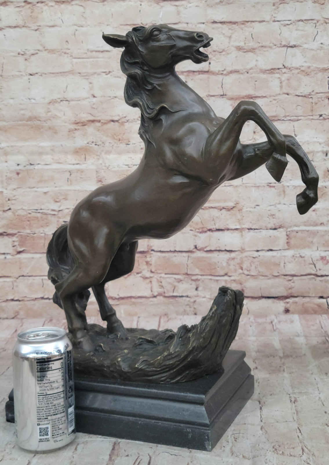 Artistic Tribute: Handmade Bronze Sculpture of Rearing Horse Stallion by P.J Mene