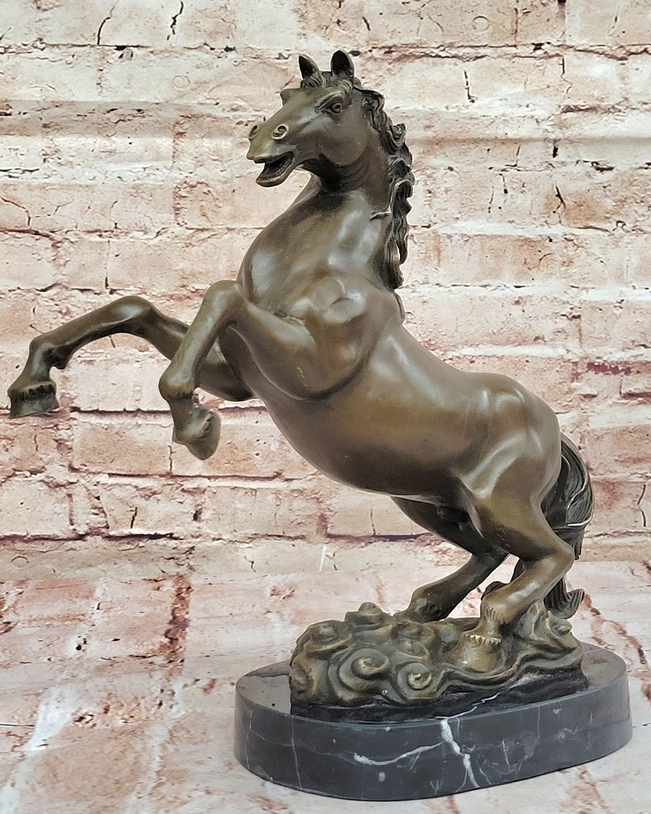 Large P.J Mene Rearing Horse Bronze Sculpture Modern Art Marble Base Figure NR