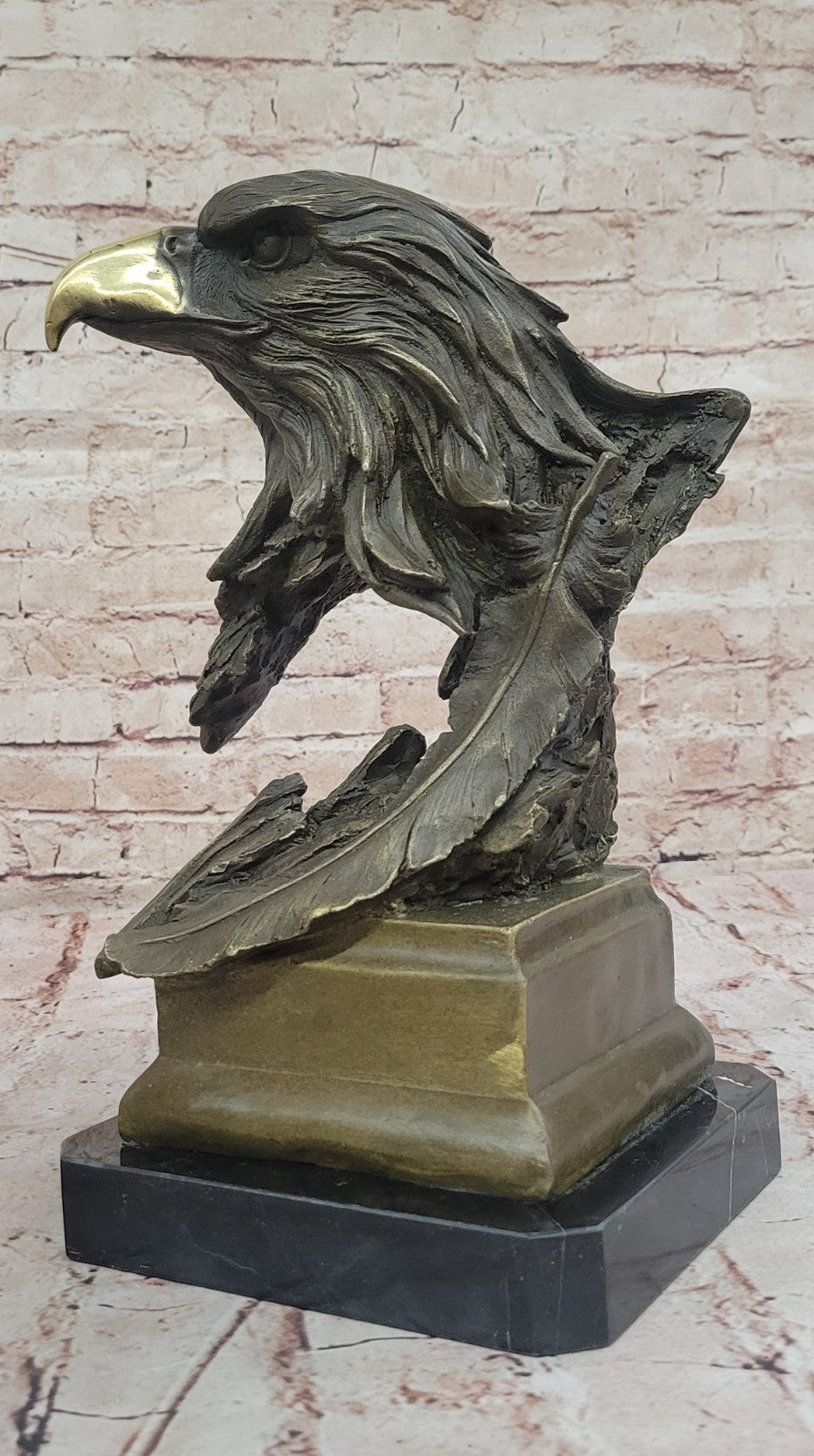 American Eagle with Feather Detailed Hot Cast Bronze Sculpture Classic Artwork