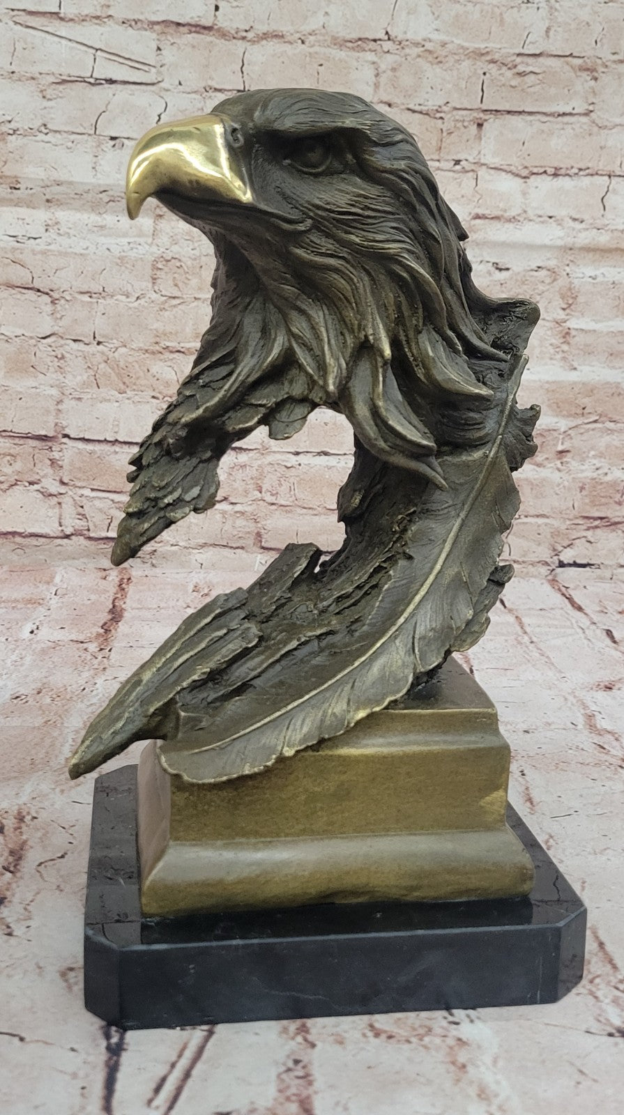 American Eagle with Feather Detailed Hot Cast Bronze Sculpture Classic Artwork