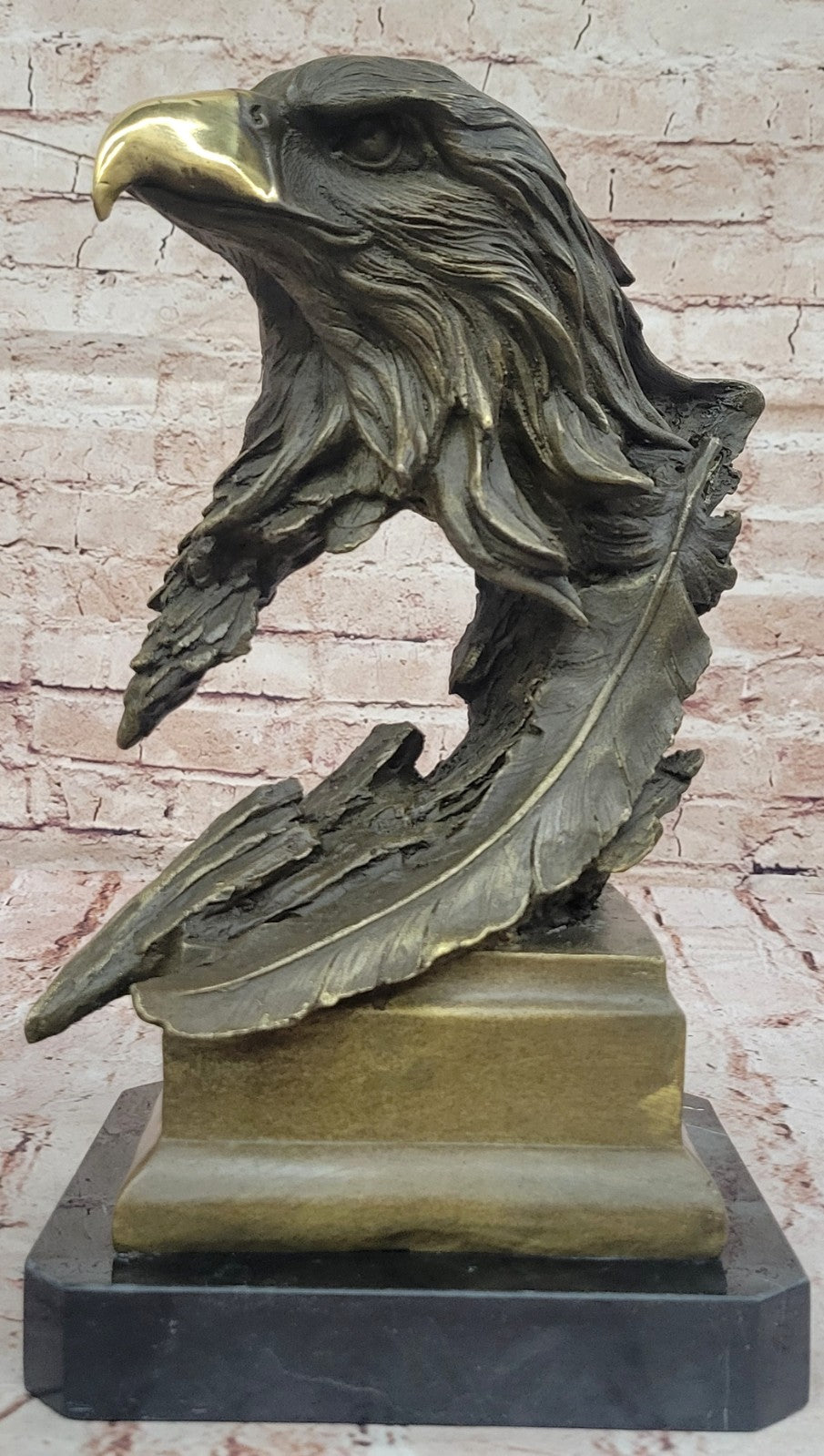 American Eagle with Feather Detailed Hot Cast Bronze Sculpture Classic Artwork