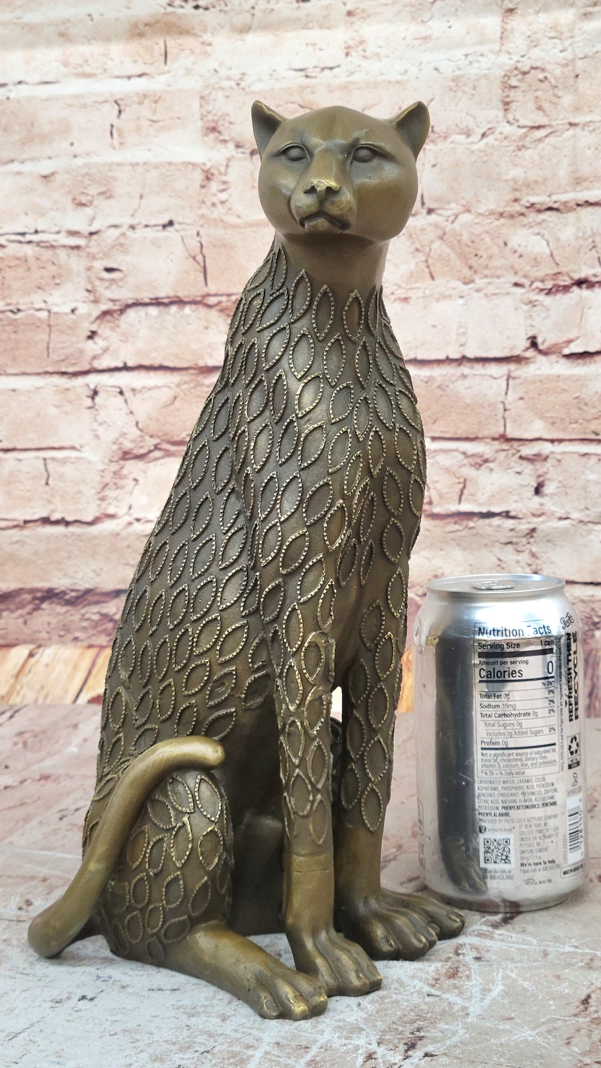 Art Nouveau Statue Sculpture Jaguar Wildlife Deco Style H.Moore Bronze Figurine