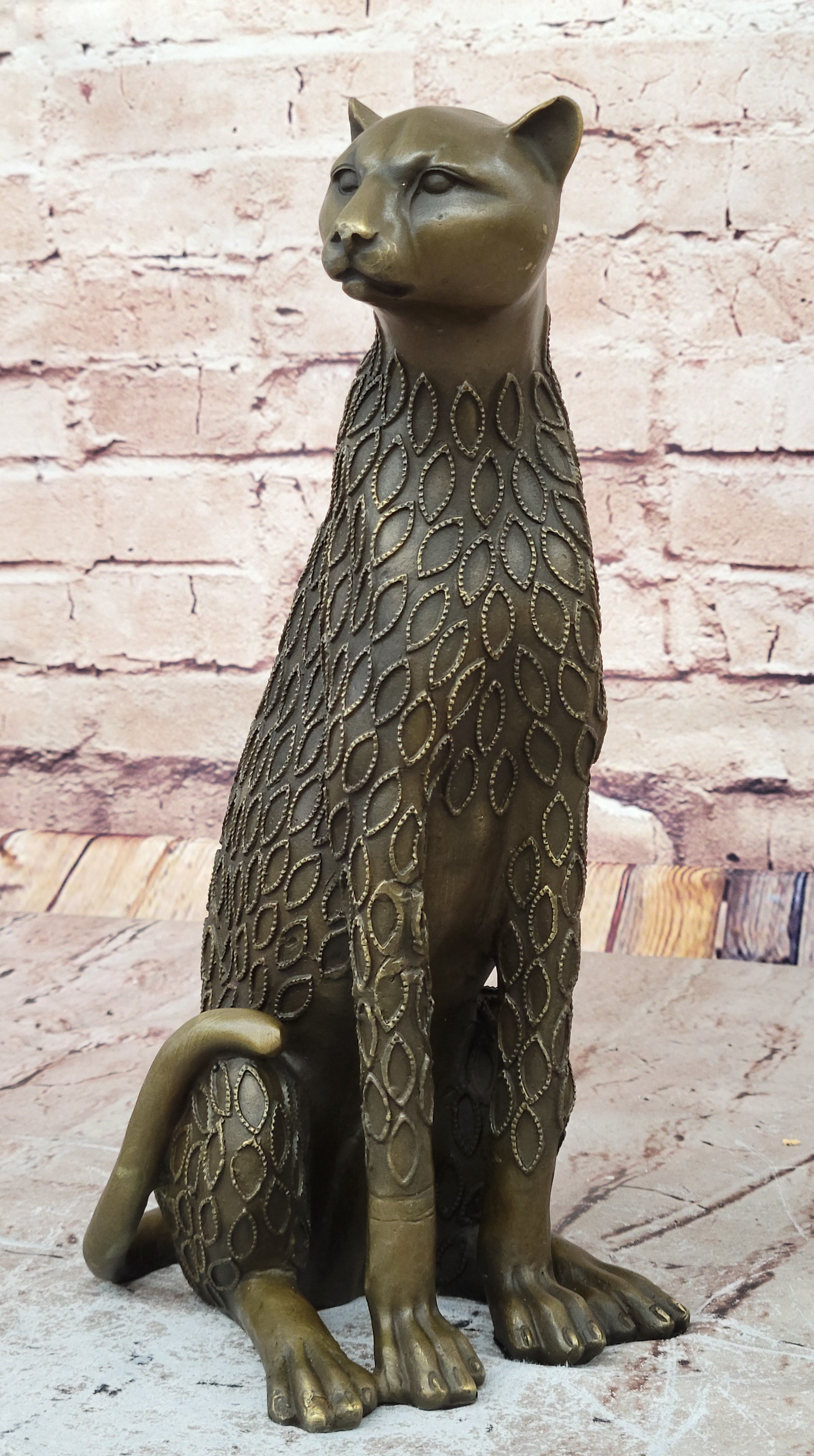 Art Nouveau Statue Sculpture Jaguar Wildlife Deco Style H.Moore Bronze Figurine