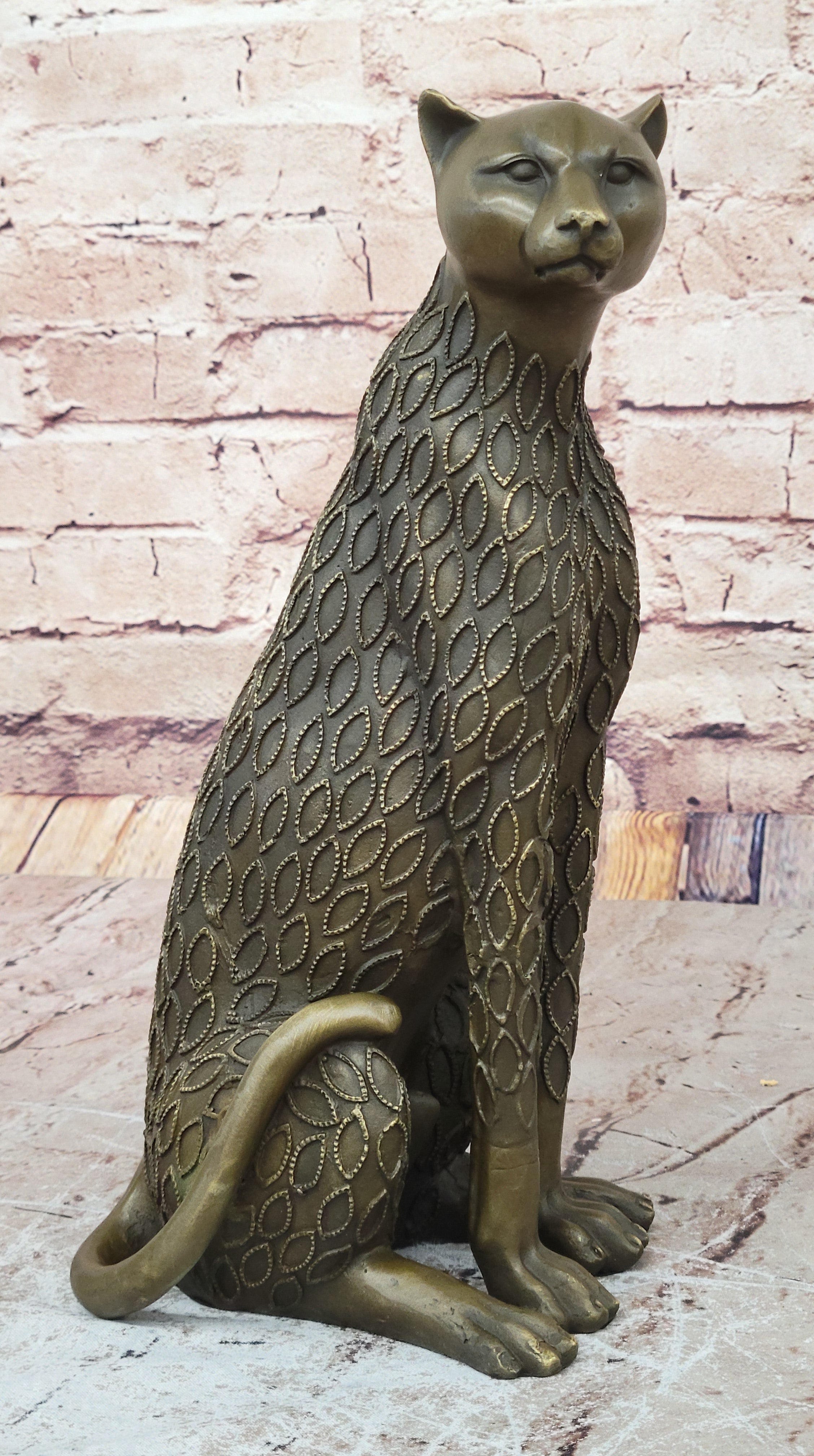 Art Nouveau Statue Sculpture Jaguar Wildlife Deco Style H.Moore Bronze Figurine