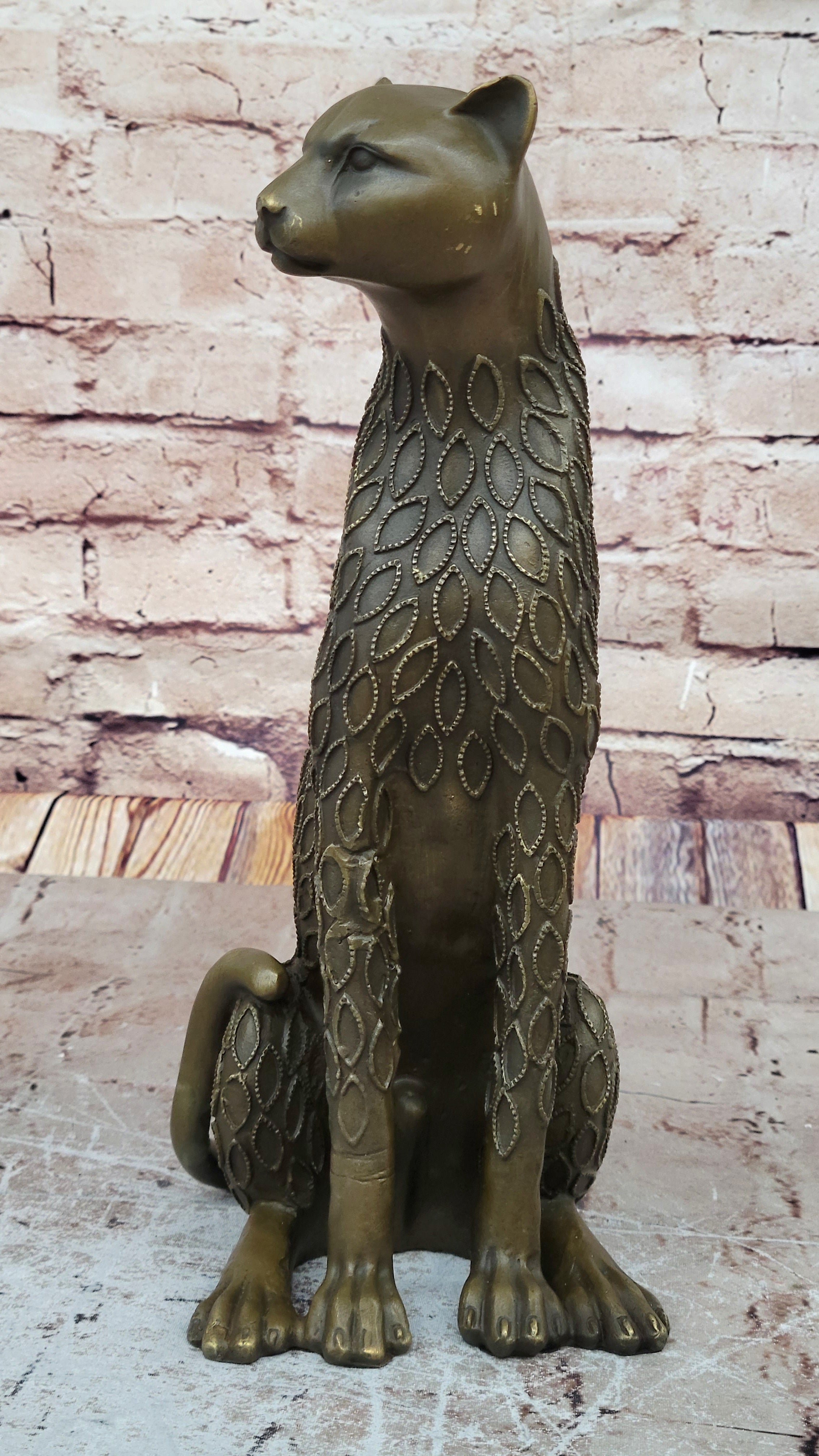 Art Nouveau Statue Sculpture Jaguar Wildlife Deco Style H.Moore Bronze Figurine