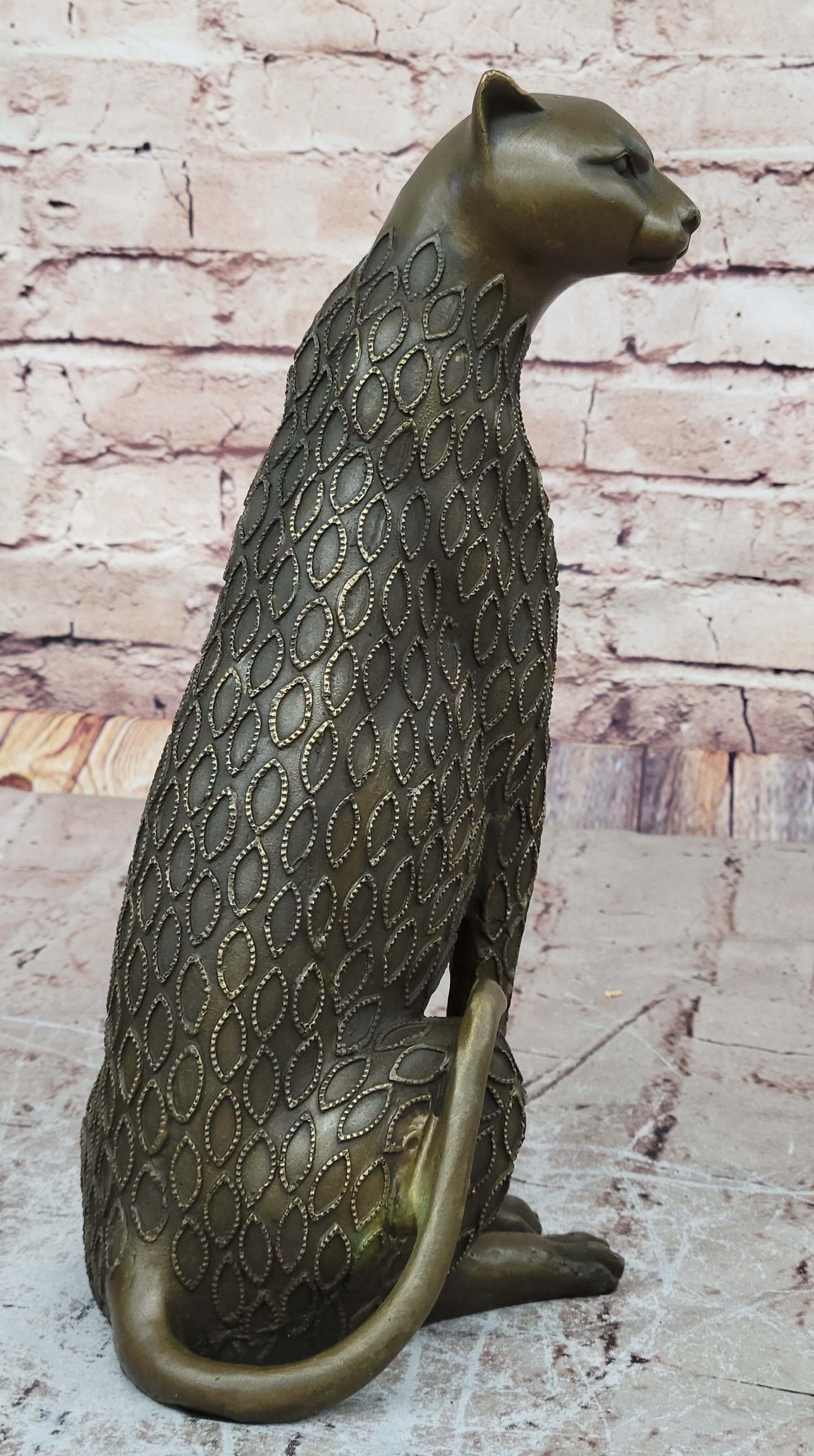 Art Nouveau Statue Sculpture Jaguar Wildlife Deco Style H.Moore Bronze Figurine