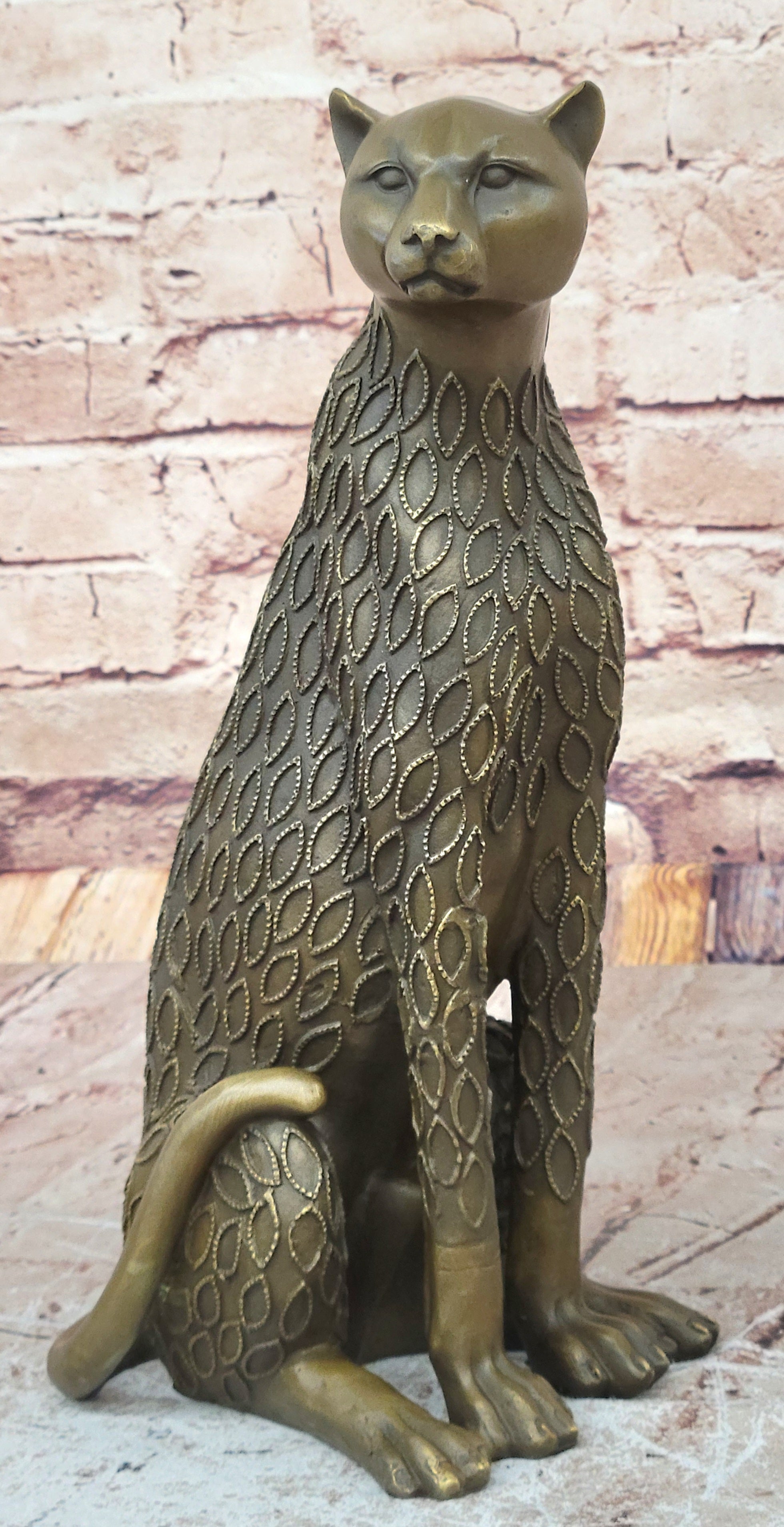 Art Nouveau Statue Sculpture Jaguar Wildlife Deco Style H.Moore Bronze Figurine