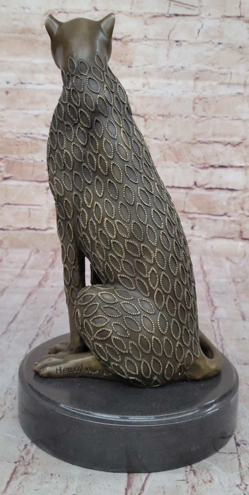 Genuine Bronze Jaguar Sculpture by Henry Moore Wildlife Collectible Figurine Figure