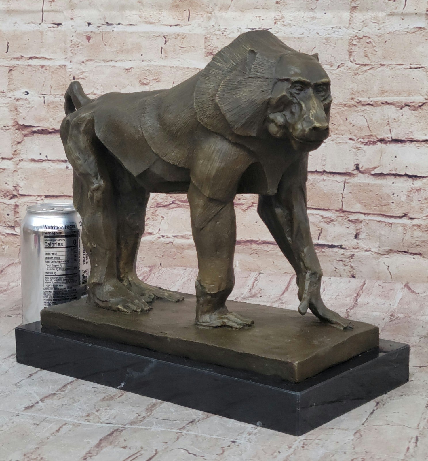 Baboon Statue by European Bronze Finery Original Wildlife Animal Artwork Statue