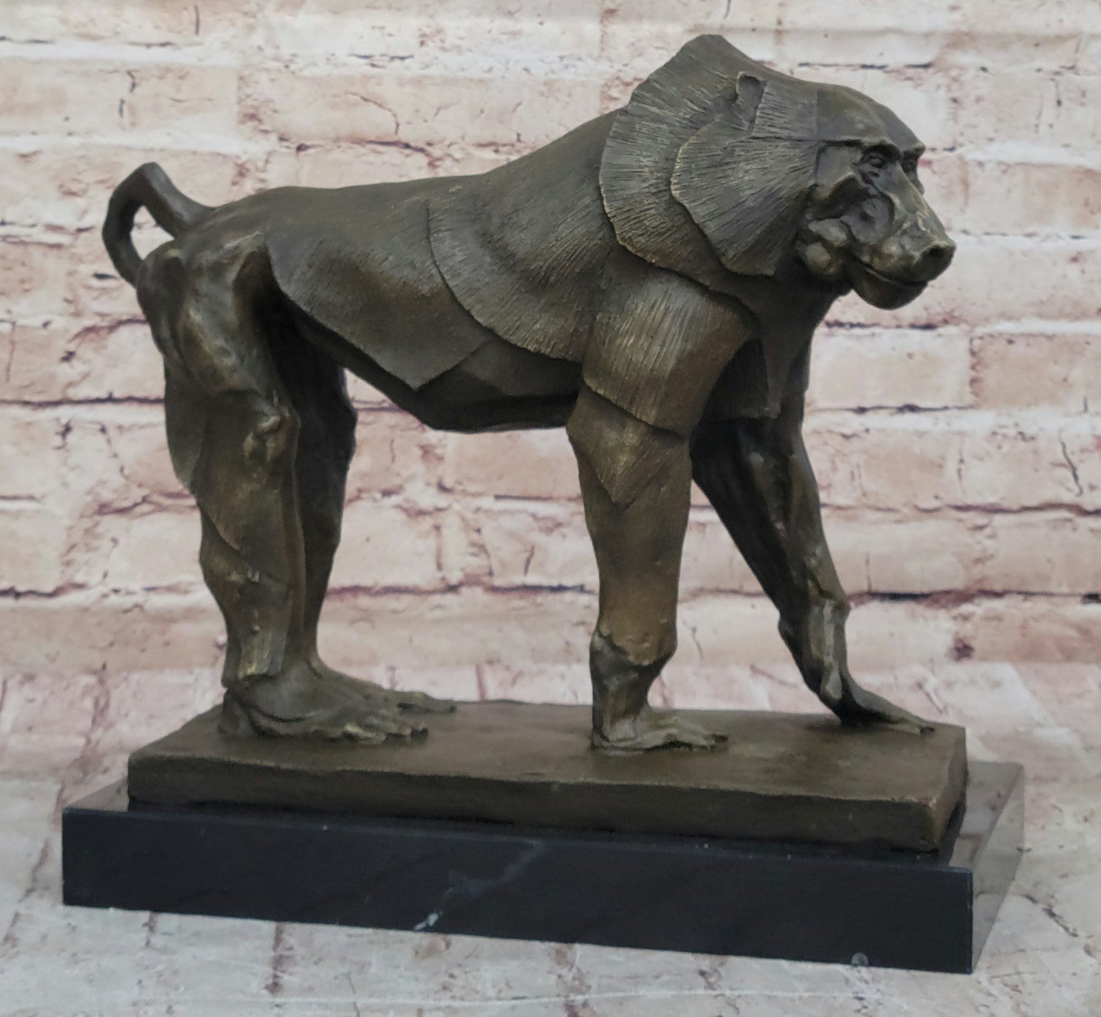 Baboon Statue by European Bronze Finery Original Wildlife Animal Artwork Statue