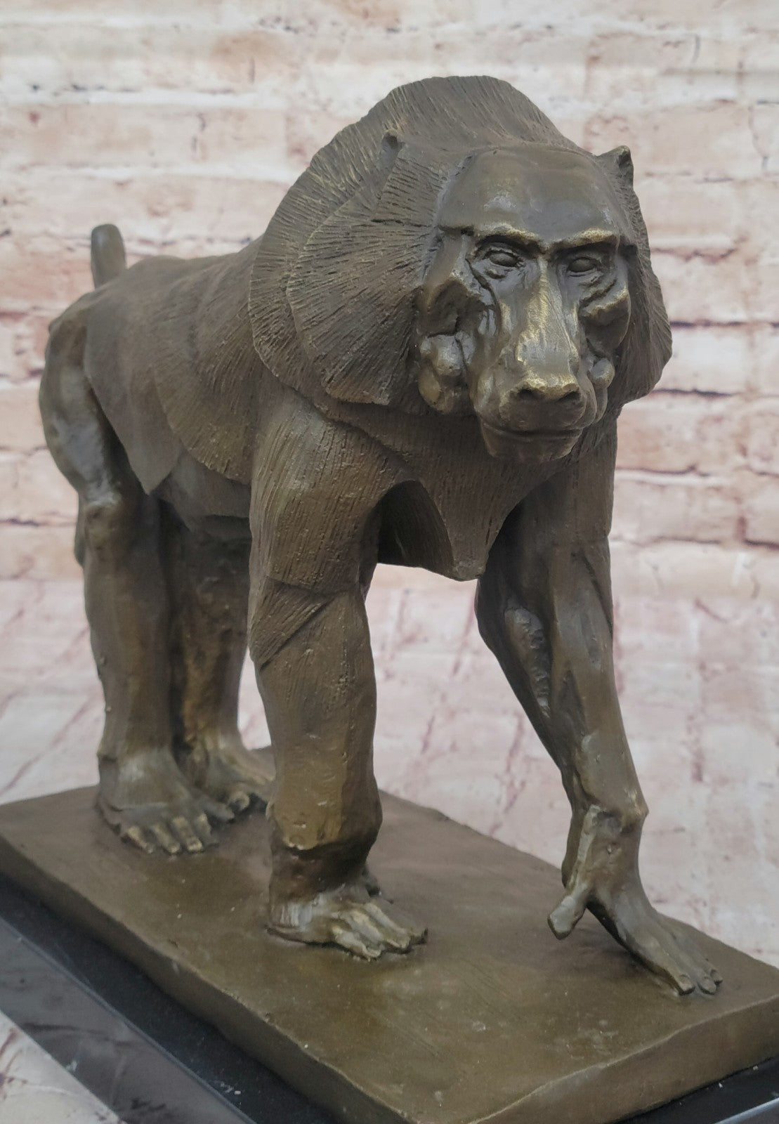 Baboon Statue by European Bronze Finery Original Wildlife Animal Artwork Statue