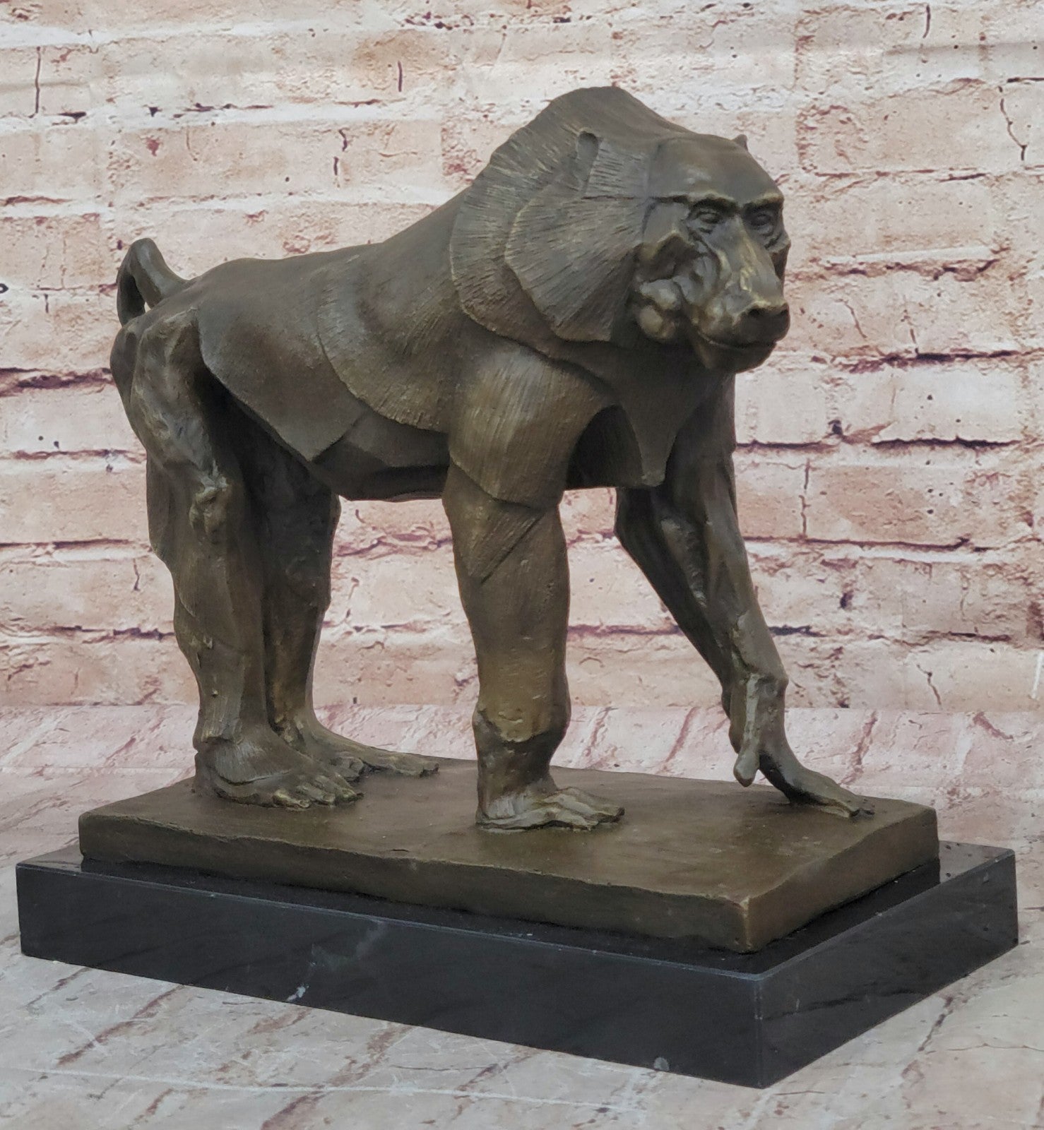 Baboon Statue by European Bronze Finery Original Wildlife Animal Artwork Statue
