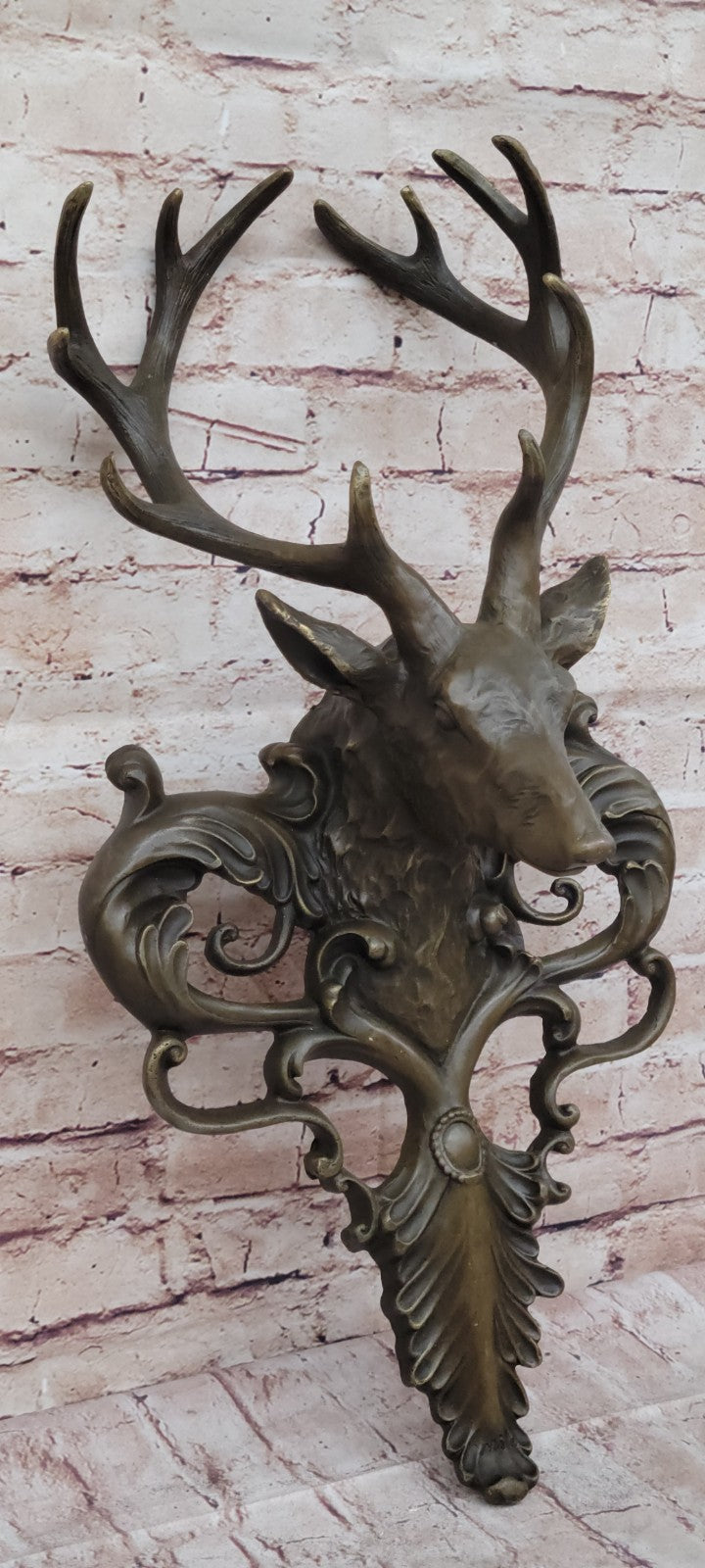 Signed Original Life Size Elk Head Bust Bronze Figurine Sculpture Cabin Decor