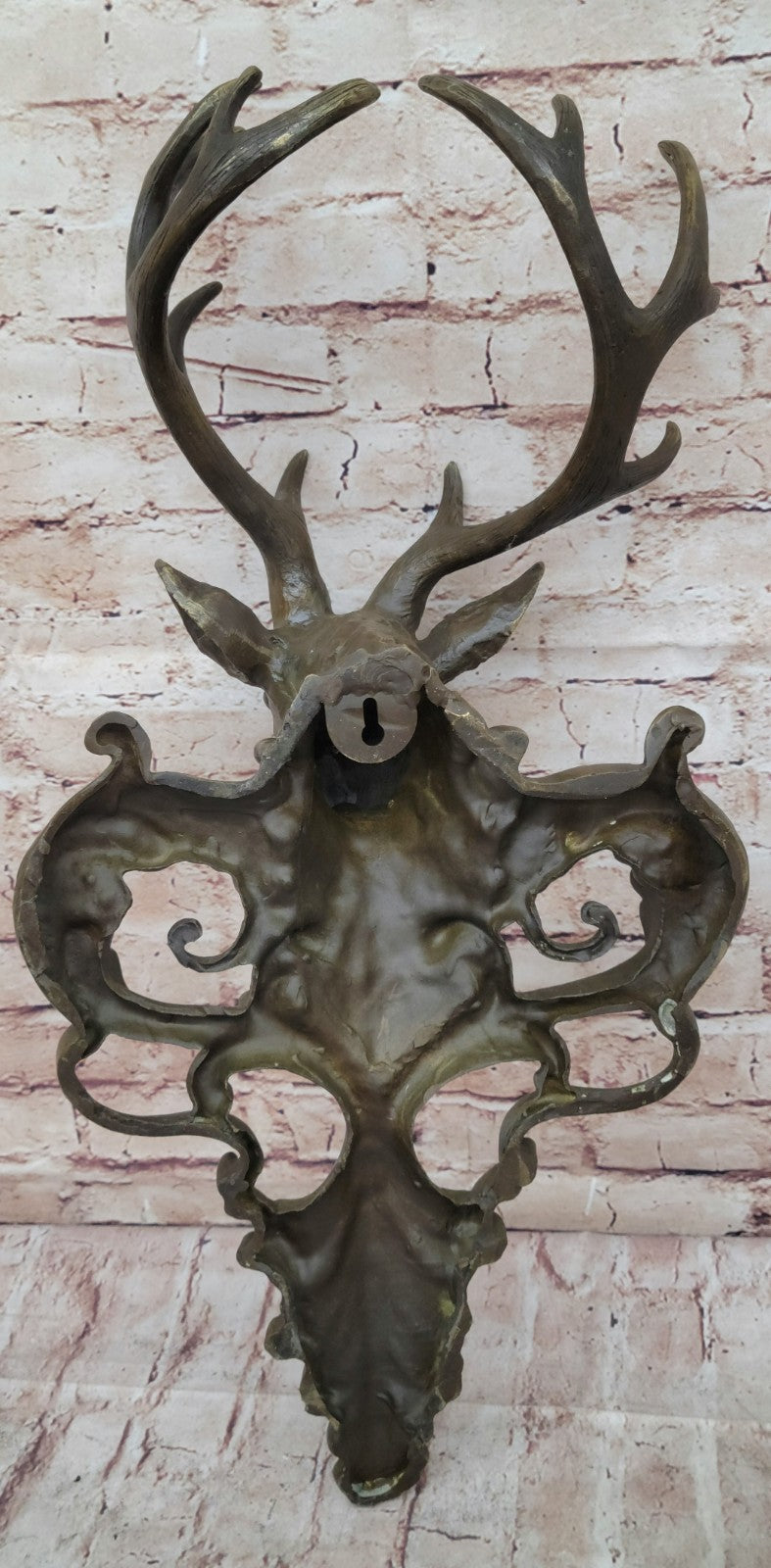 Signed Original Life Size Elk Head Bust Bronze Figurine Sculpture Cabin Decor