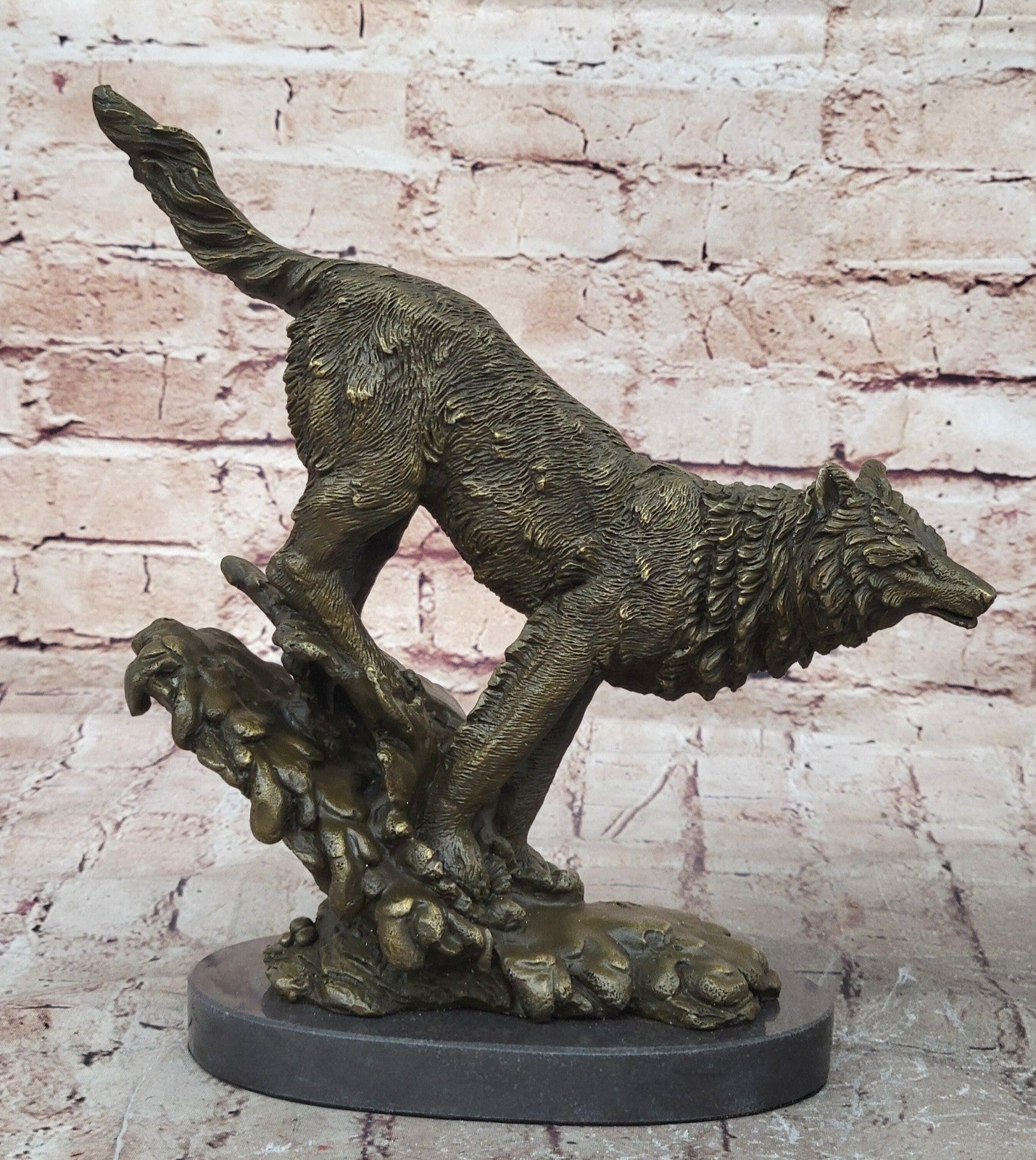 Bronze Whining Wolf Sculpture Dog Breed AKC Wolves Balto Coyote Native American