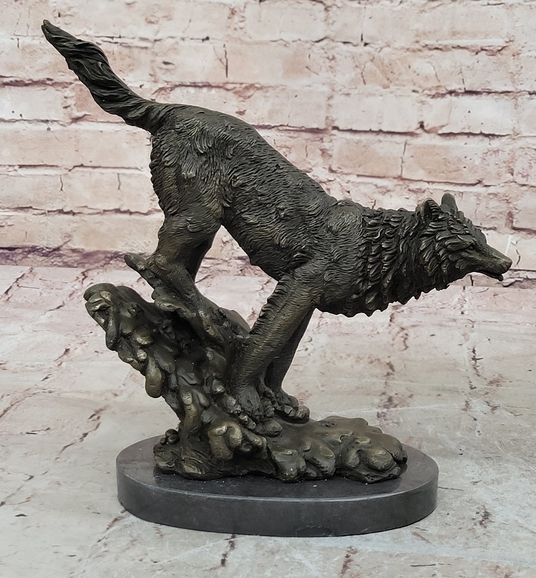 Bronze Whining Wolf Sculpture Dog Breed AKC Wolves Balto Coyote Native American