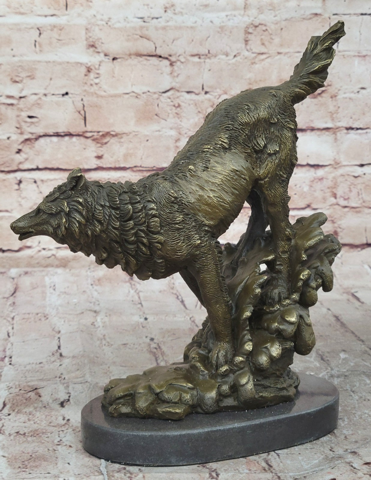 Bronze Whining Wolf Sculpture Dog Breed AKC Wolves Balto Coyote Native American