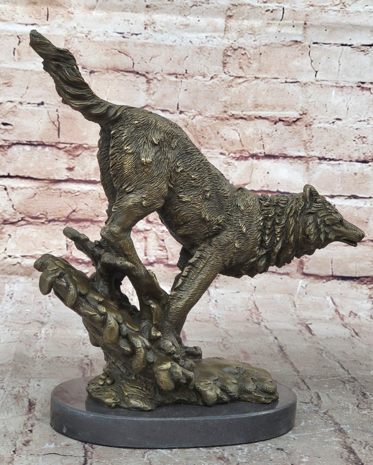 Bronze Whining Wolf Sculpture Dog Breed AKC Wolves Balto Coyote Native American