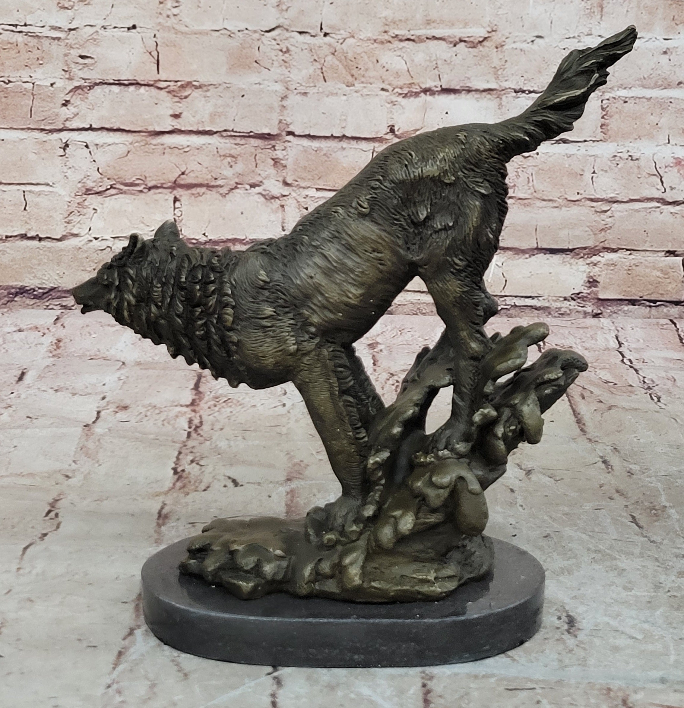 Bronze Whining Wolf Sculpture Dog Breed AKC Wolves Balto Coyote Native American
