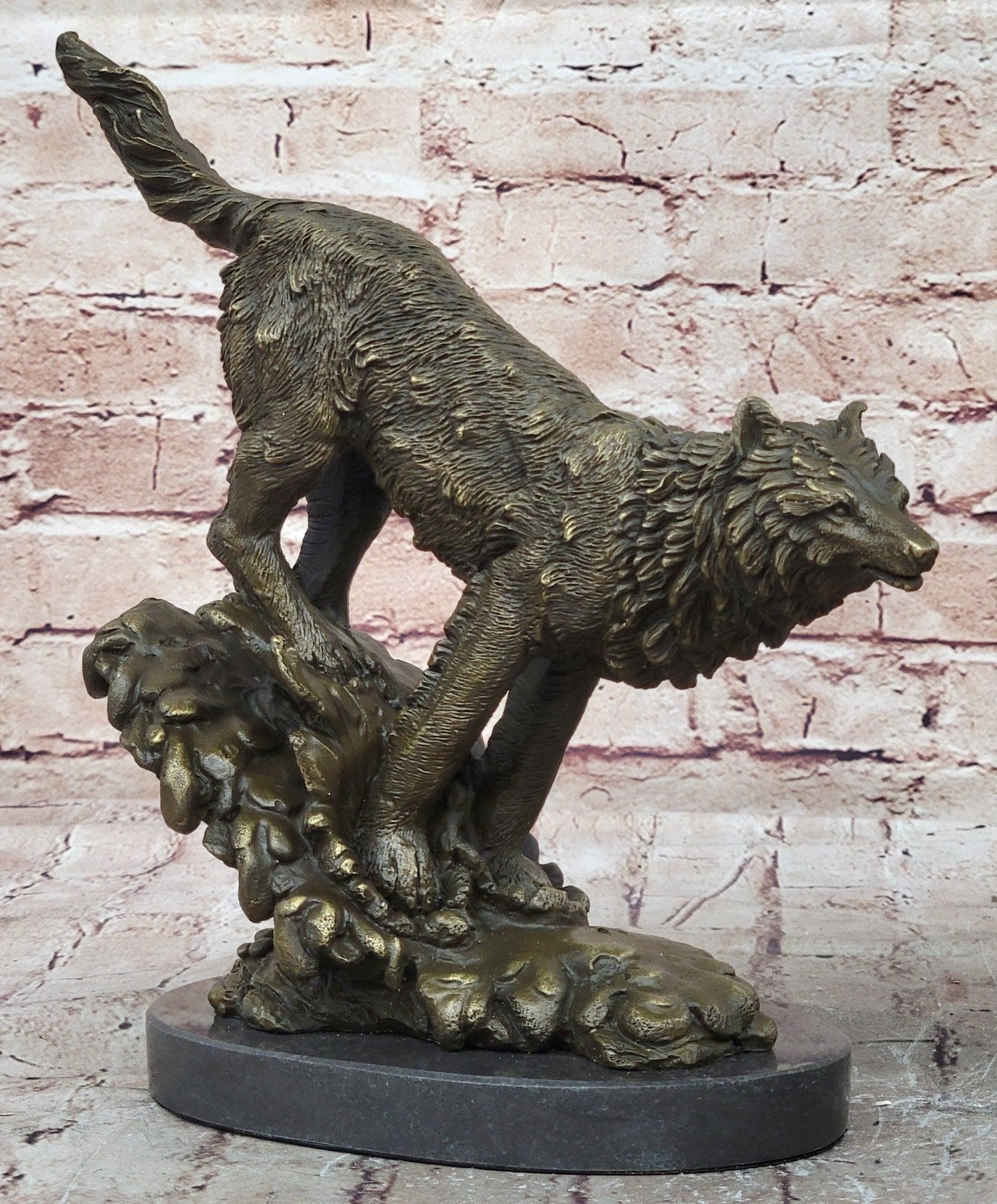 Bronze Whining Wolf Sculpture Dog Breed AKC Wolves Balto Coyote Native American