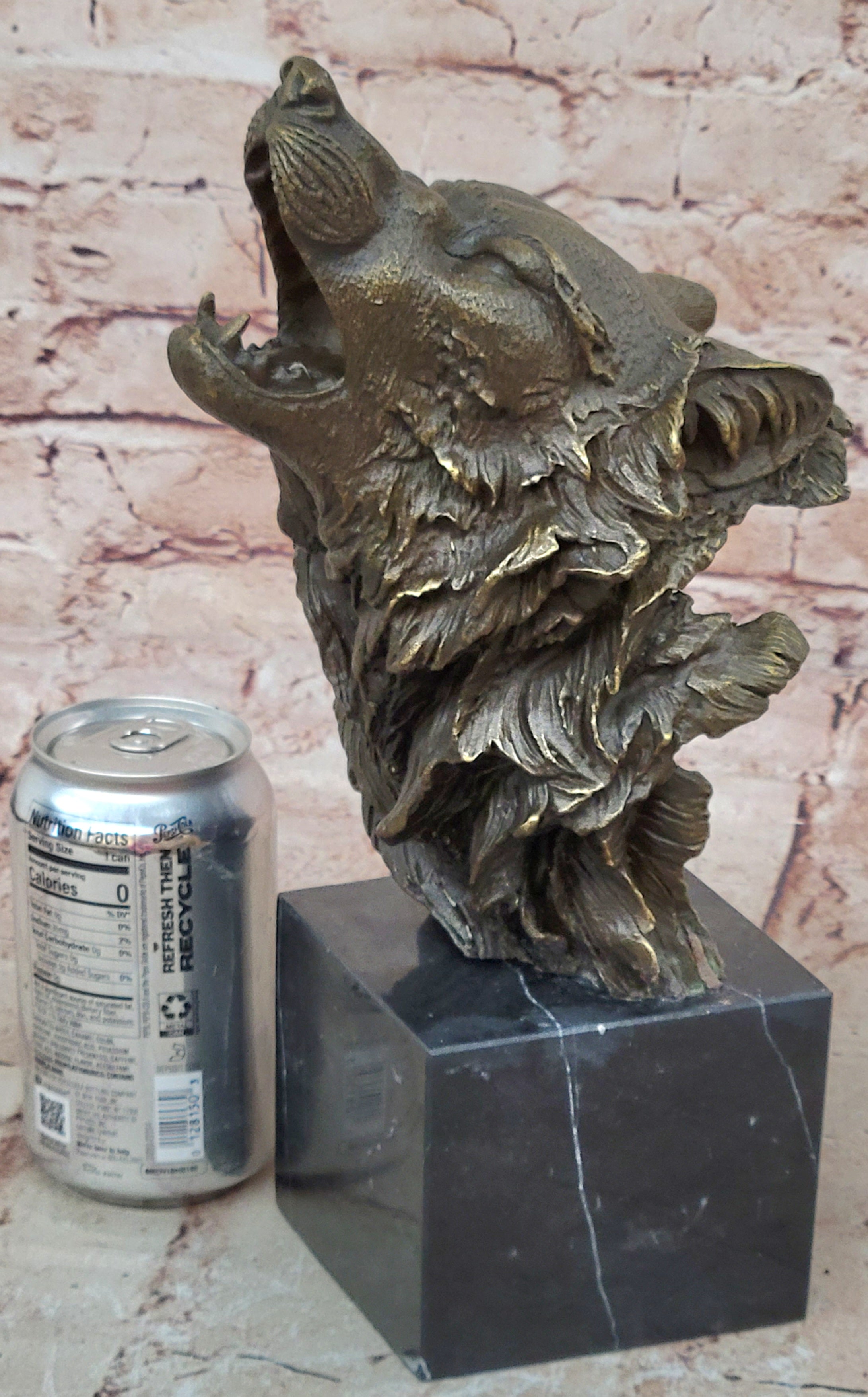 Bronze Sculpture,Hand Made Statue Animal Large Signed Lopez Wolf Art Deco Figure