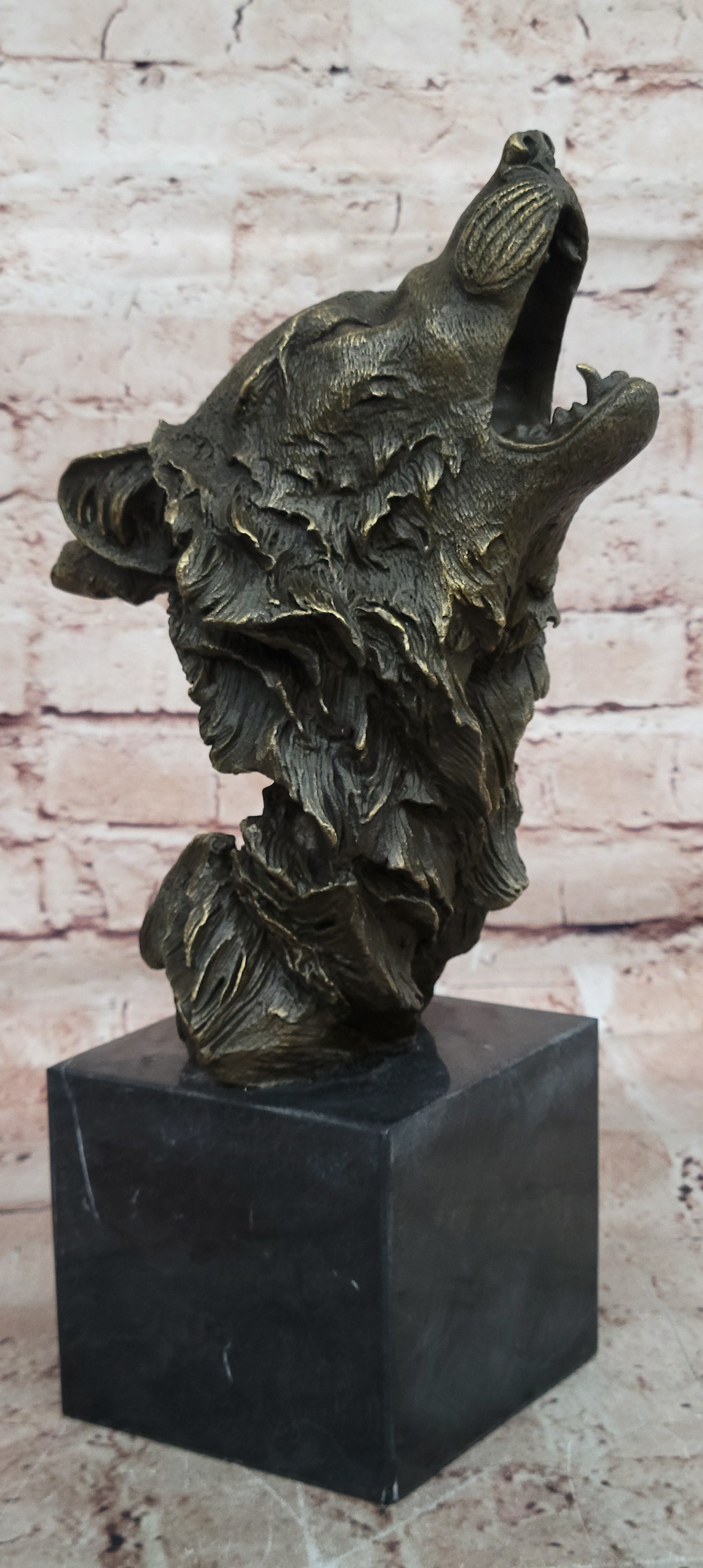 Bronze Sculpture,Hand Made Statue Animal Large Signed Lopez Wolf Art Deco Figure