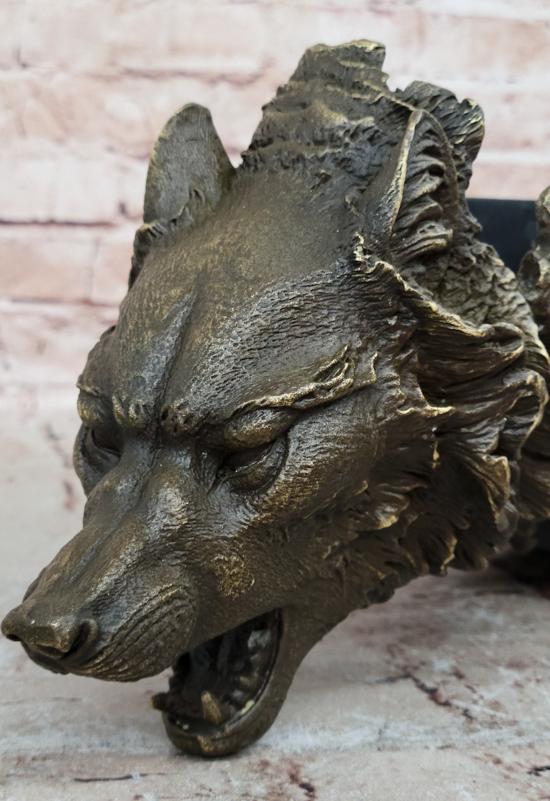 Bronze Sculpture,Hand Made Statue Animal Large Signed Lopez Wolf Art Deco Figure