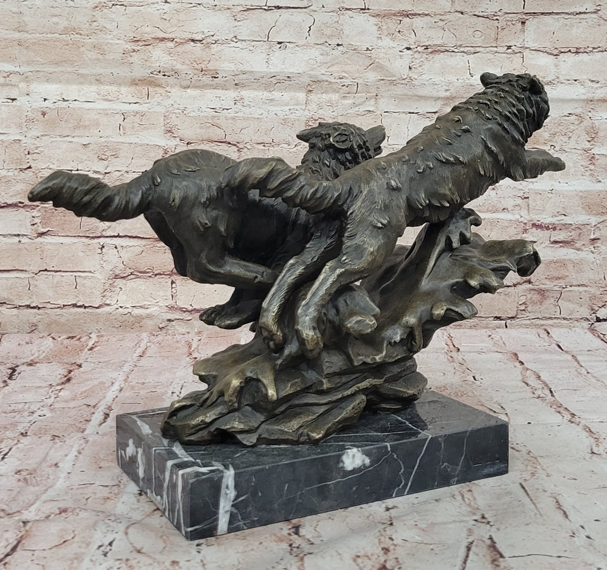 Handcrafted bronze sculpture SALE Run Wolves Wolf Pack Lopez M. Original decore