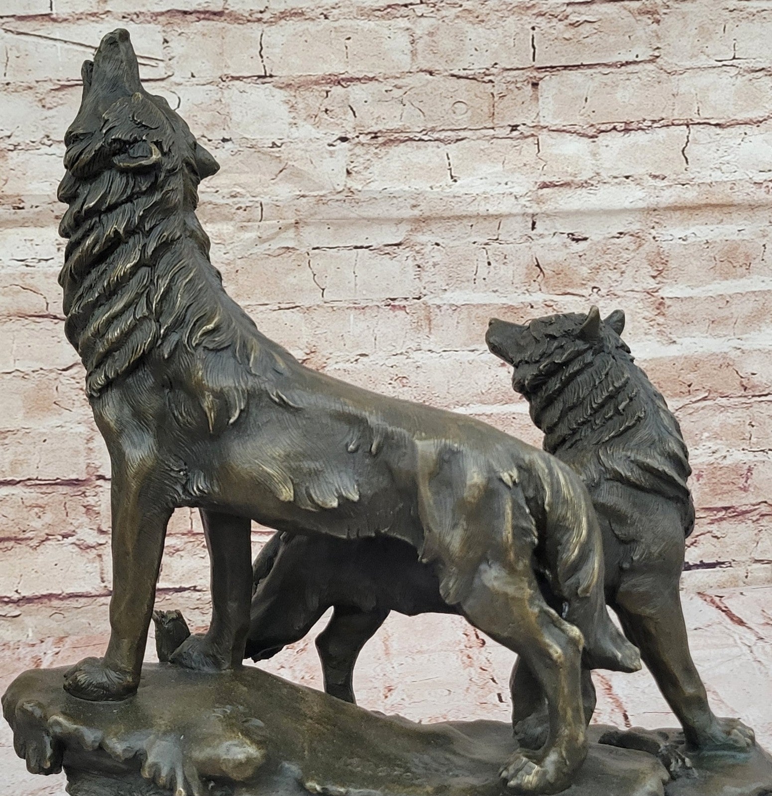 Father`s Day Special Two Wolf Wolves Art Deco Hot Cast Bronze Sculpture Sale Art