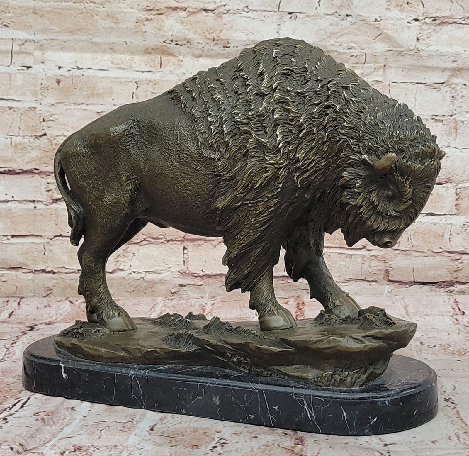 Art Deco Barye American Artist Buffalo Bison Bronze Hot Cast Sculpture Statue