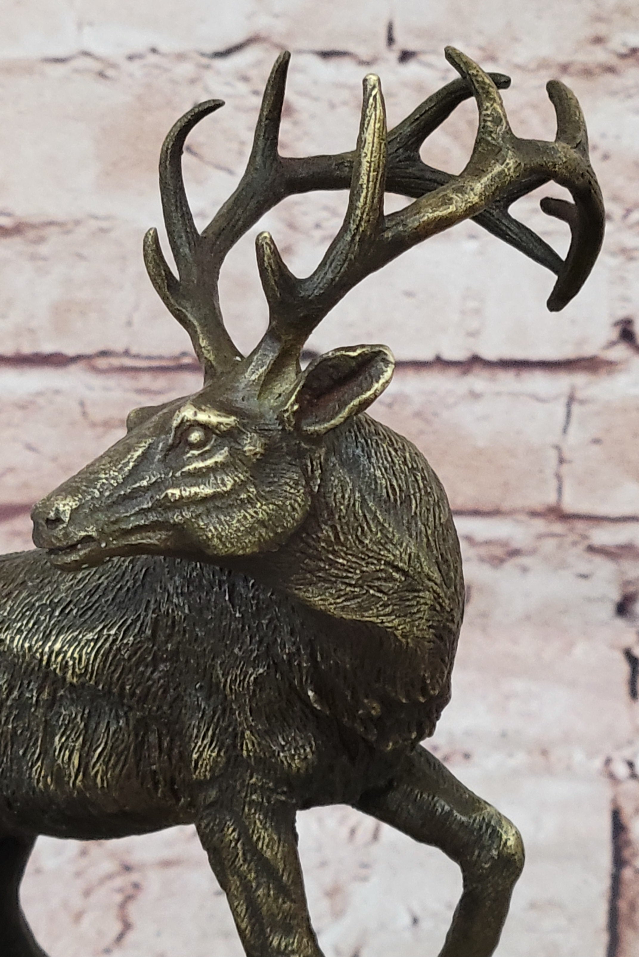 Handcrafted bronze sculpture SALE Fawn Baby His With Stag Male Original Signed