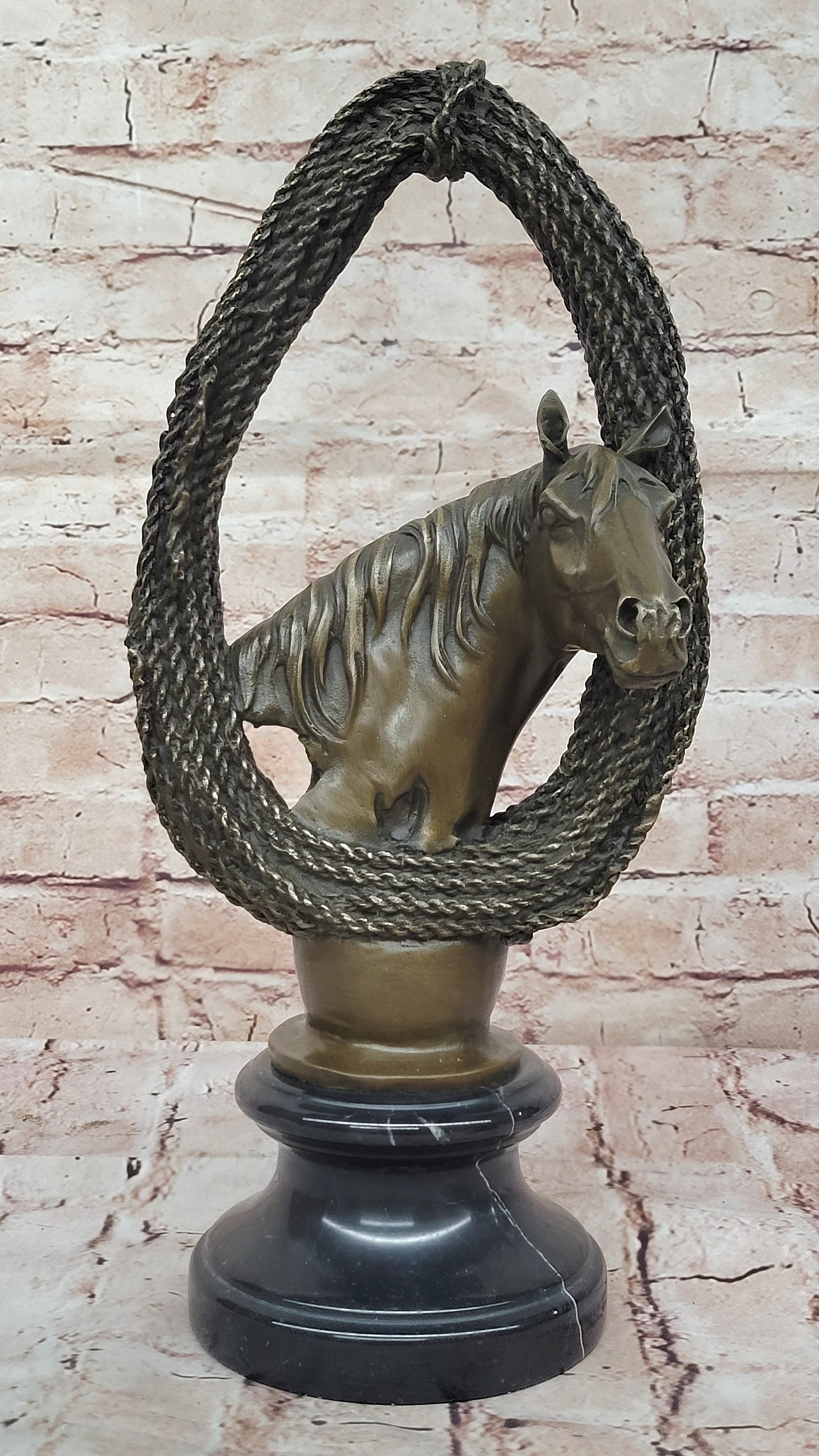 Handcrafted bronze sculpture SALE Base Marble Bust Lover Horse Trophy Deco Art