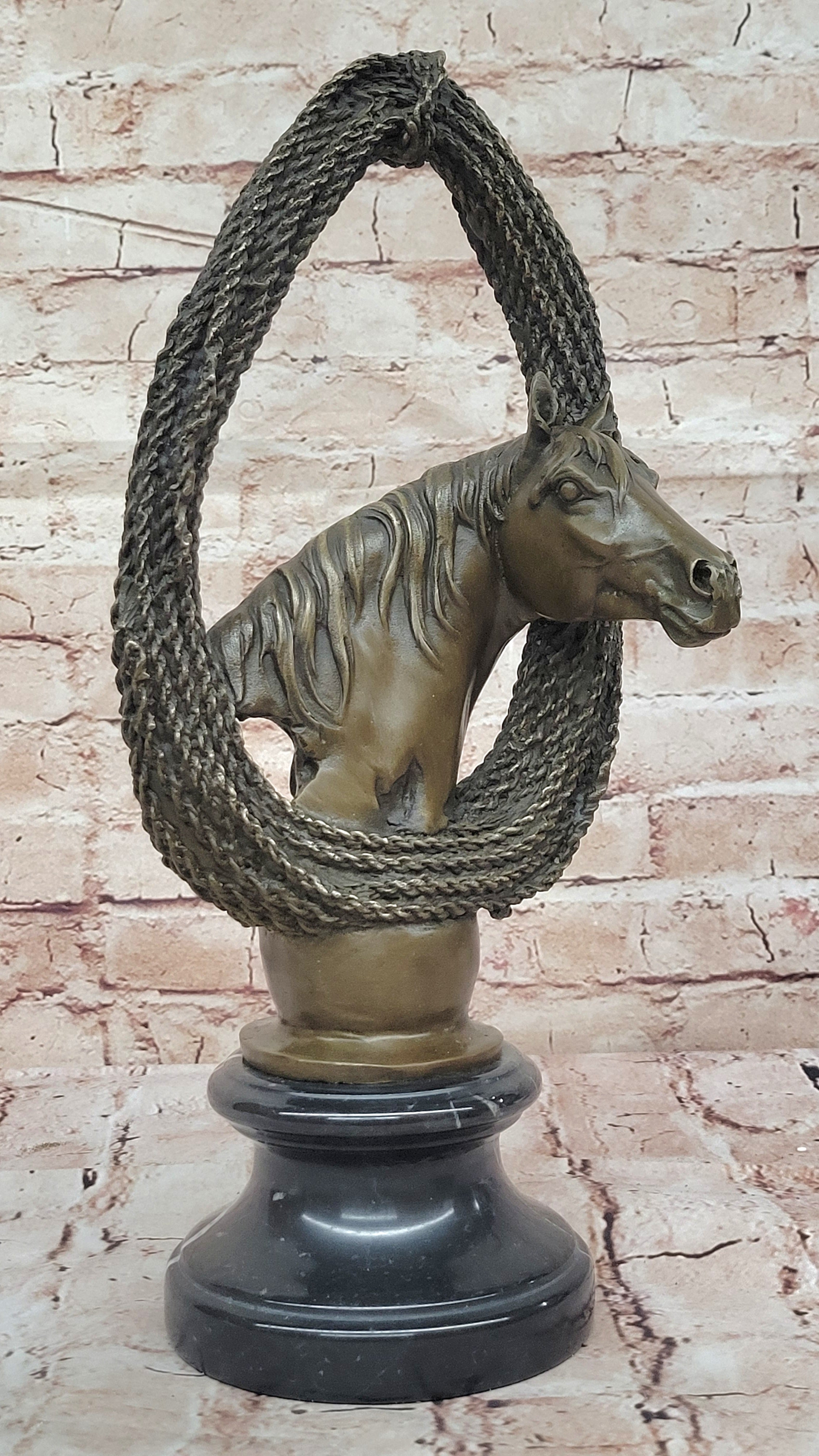Handcrafted bronze sculpture SALE Base Marble Bust Lover Horse Trophy Deco Art