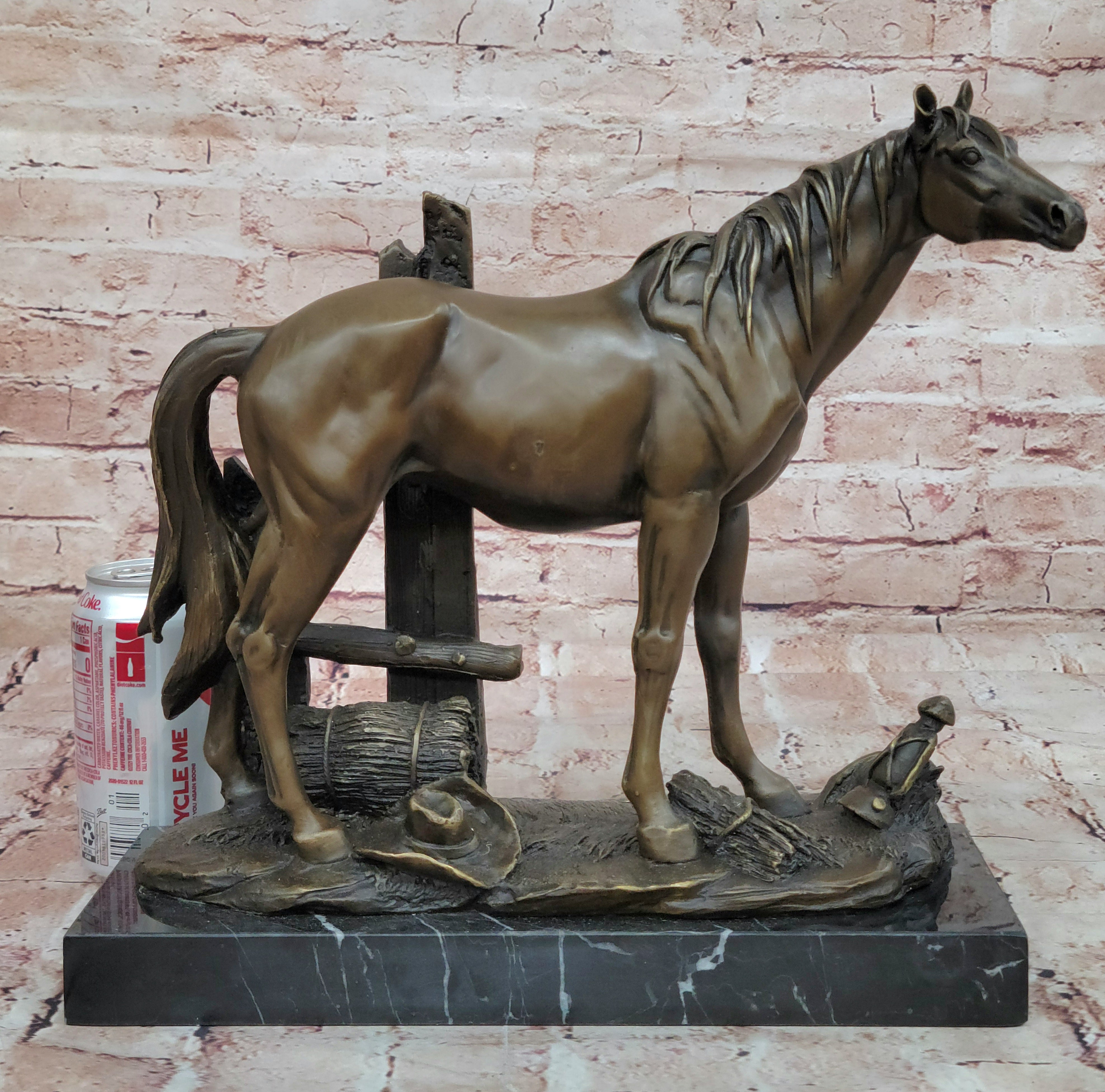 Art Deco Western Art Work Horse Bronze Sculpture Farm Cabin Decoration Figurine
