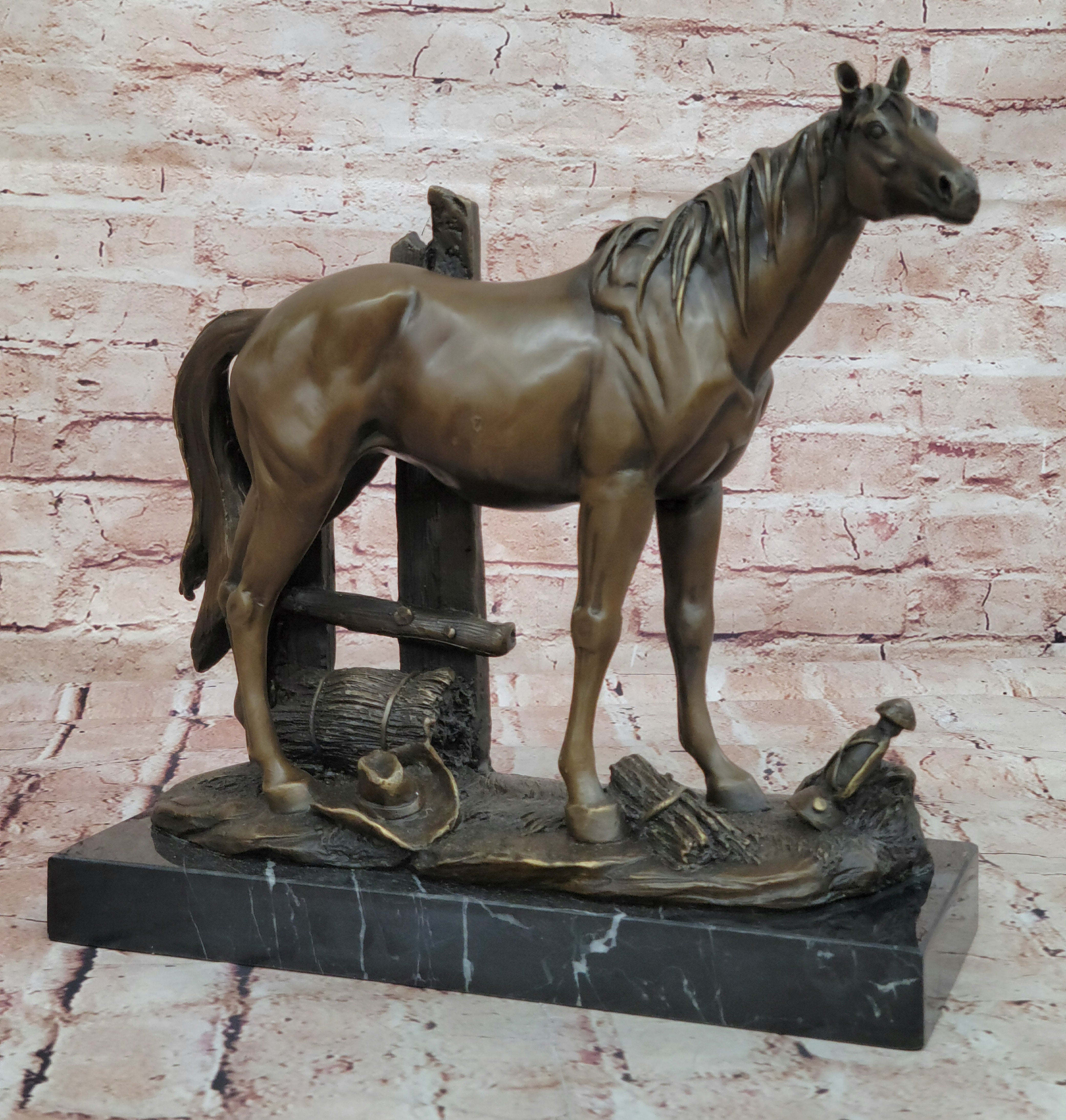Art Deco Western Art Work Horse Bronze Sculpture Farm Cabin Decoration Figurine
