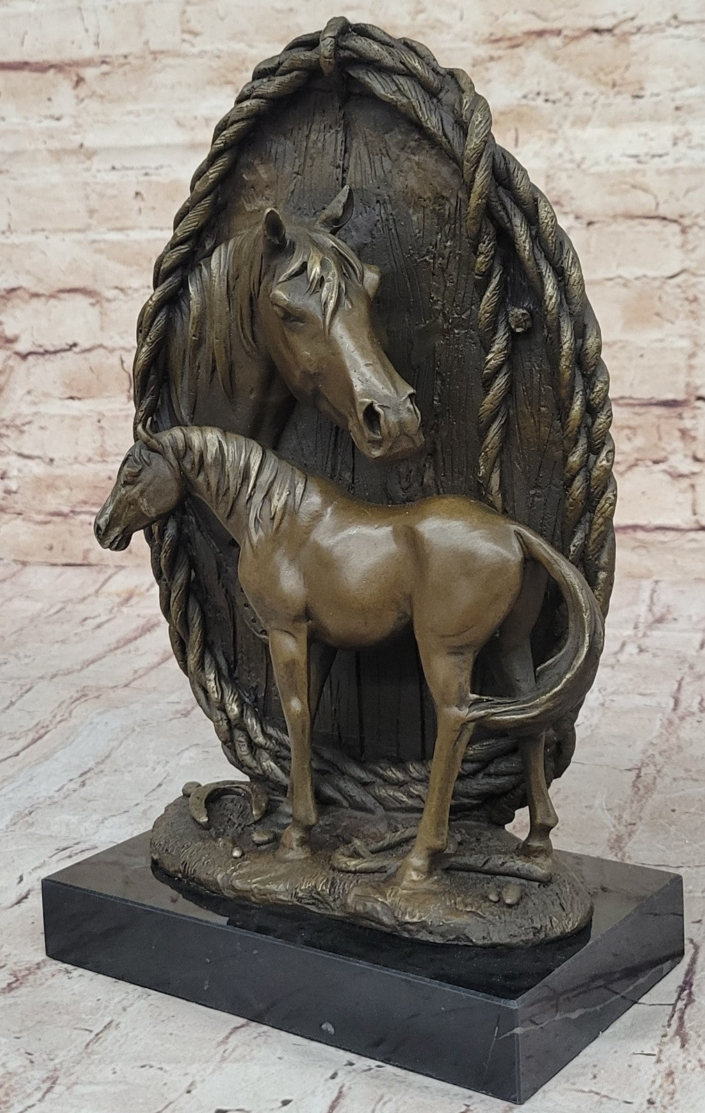 Bust Trophy Horse Bronze And Figure Art Superb Handcrafted Sculpture Hot Cast T