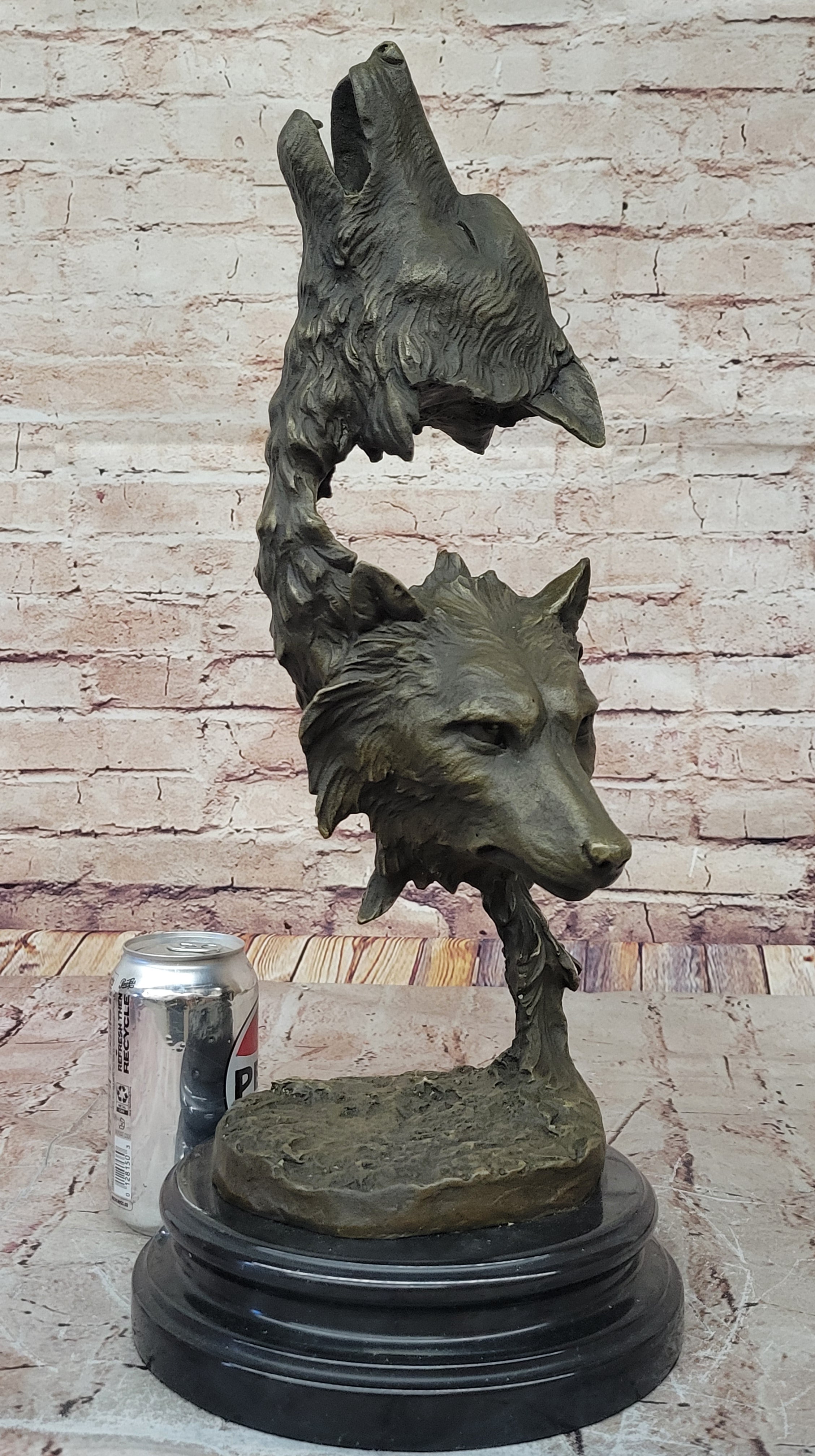 Bronze Sculpture Art Deco Howling Wolf Wolves Hot Cast Quality Figurine Gift NR