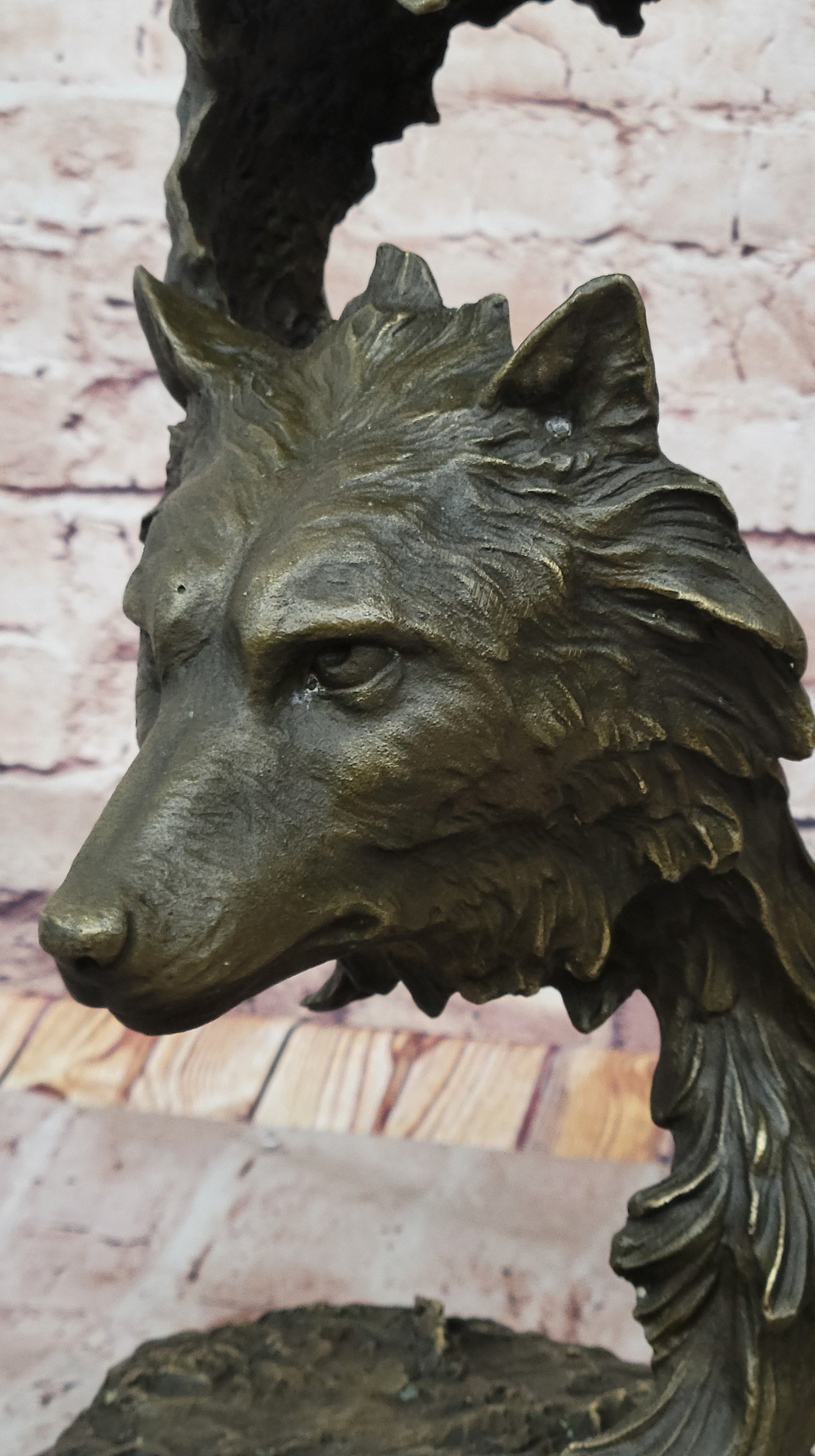 Bronze Sculpture Art Deco Howling Wolf Wolves Hot Cast Quality Figurine Gift NR